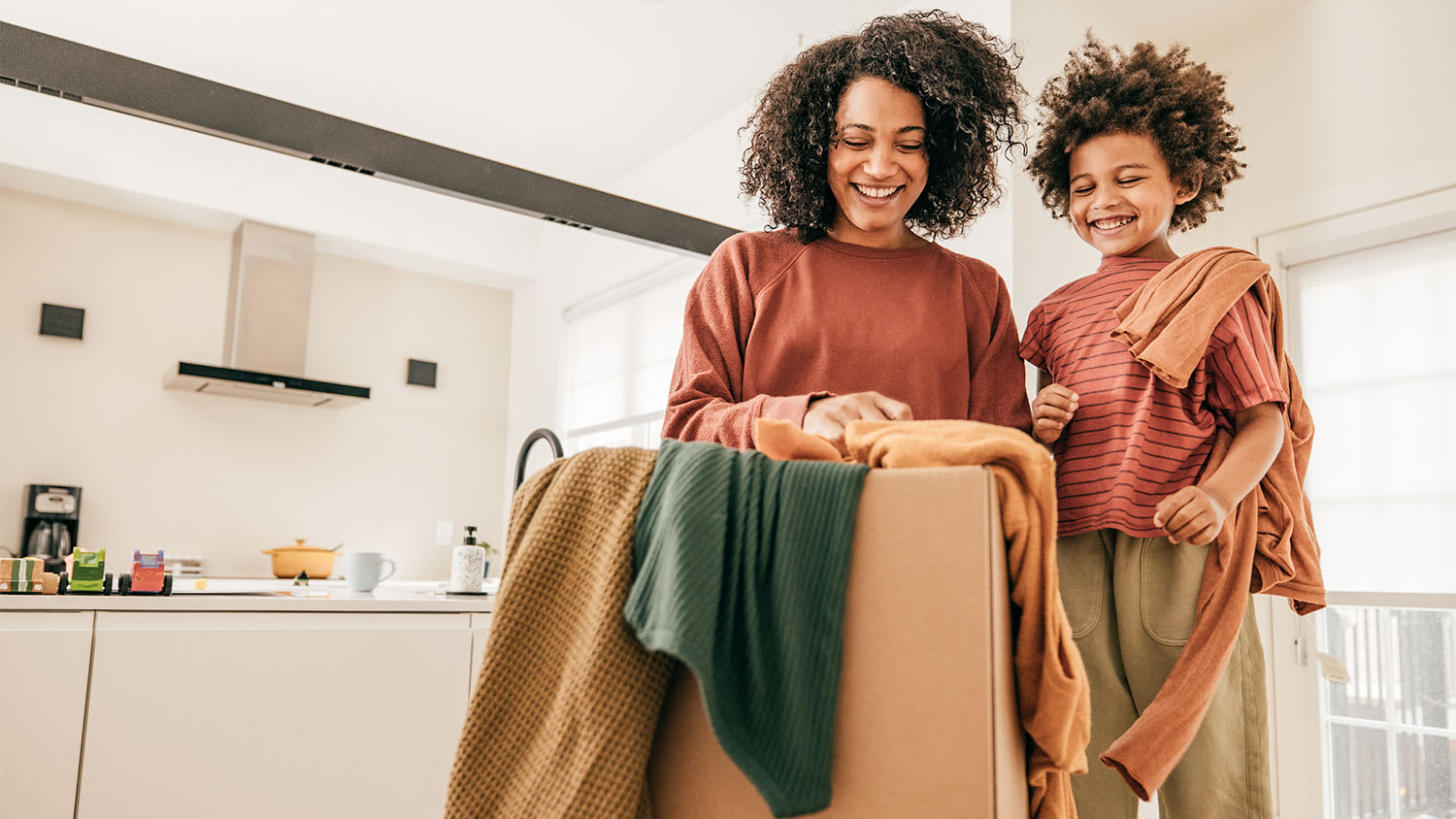 A mother and child declutter