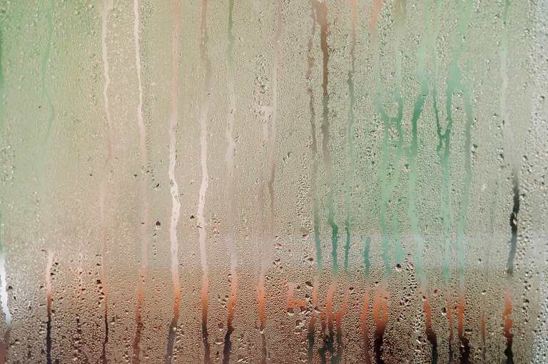 Wet shower glass window