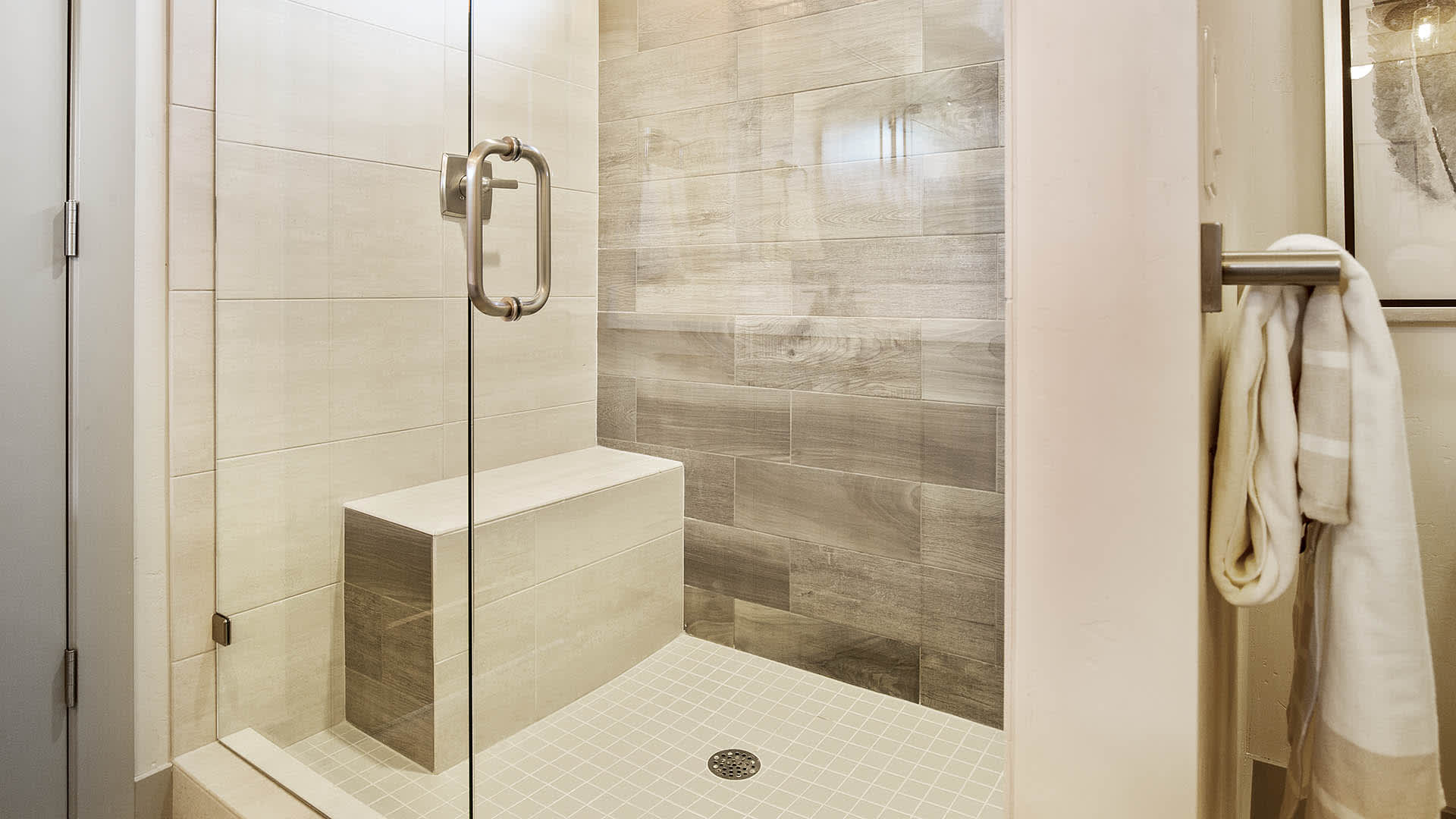 shower with bench
