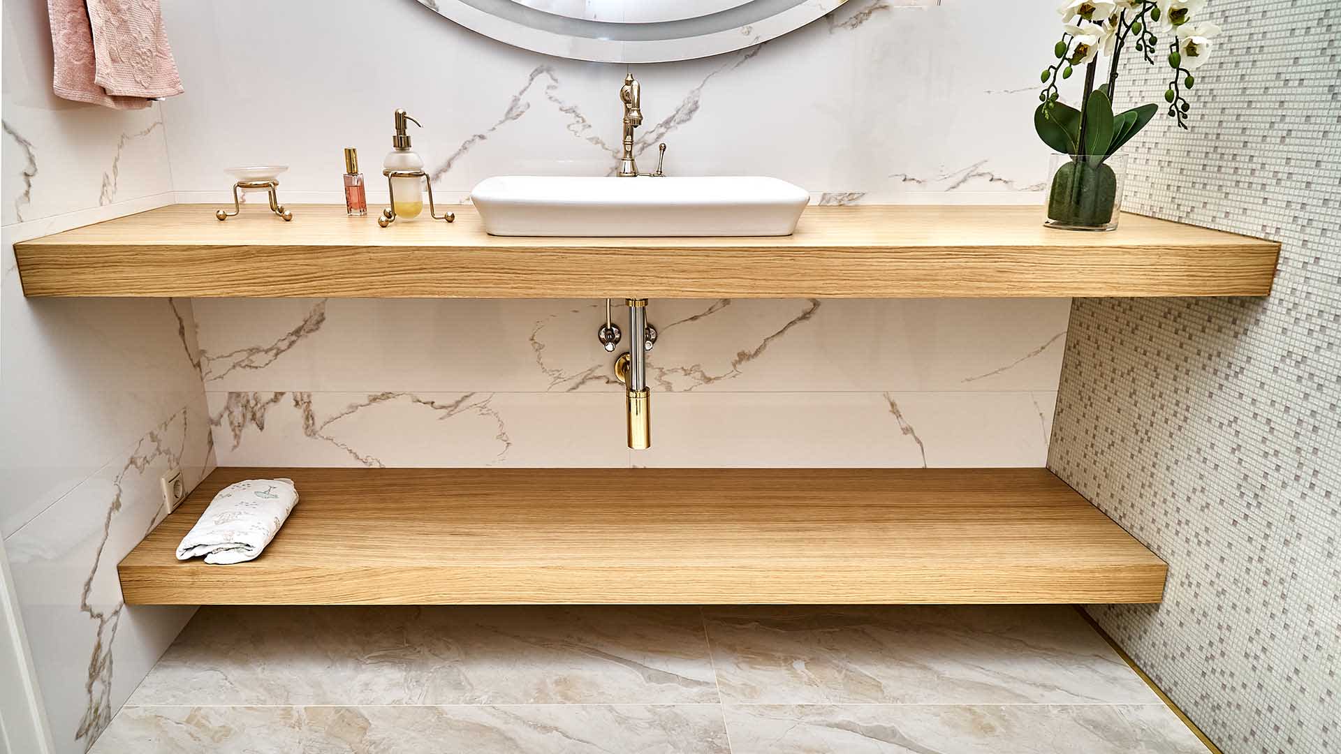 floating wooden vanity