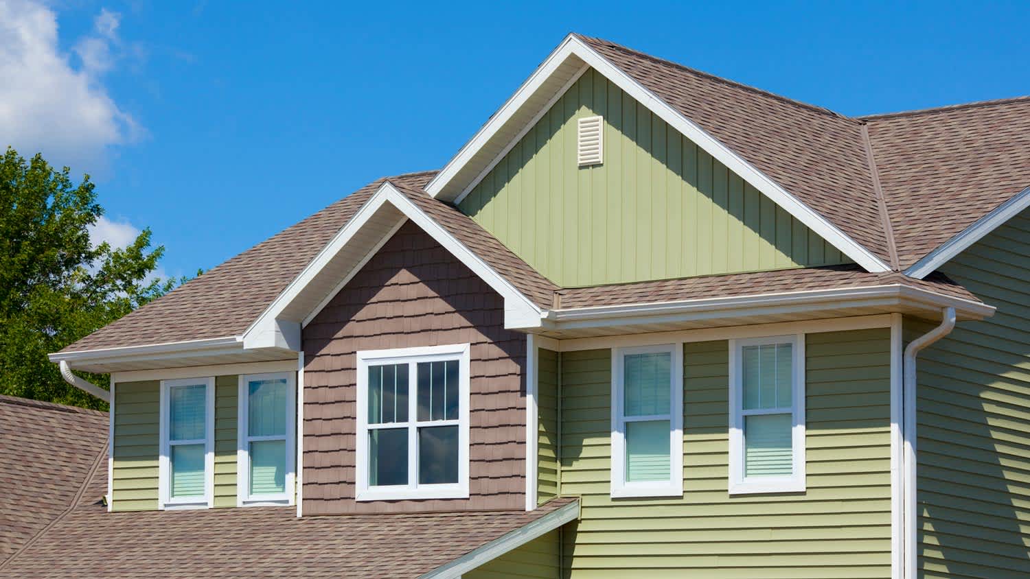 Green vinyl siding on the exterior of a house