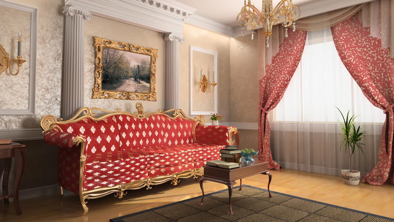 A living room designed in rococo style