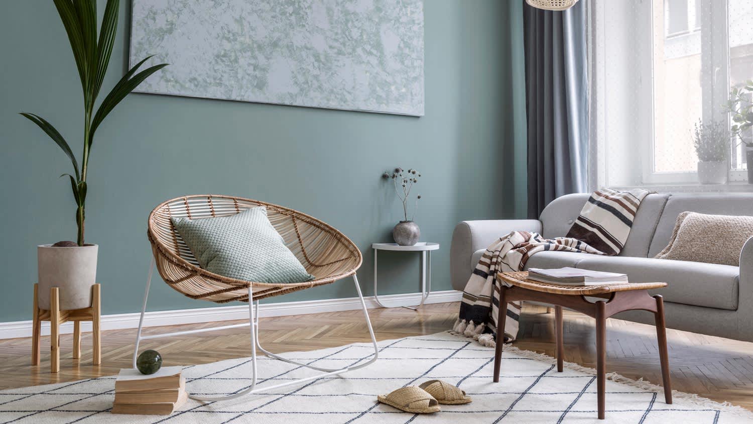 A living room with stylish furniture