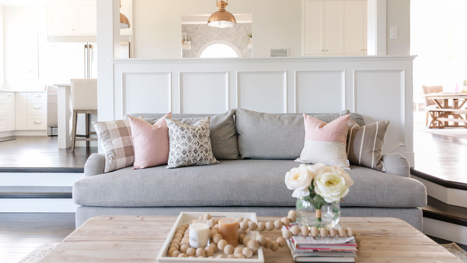 scandinavian living room with pastel colors