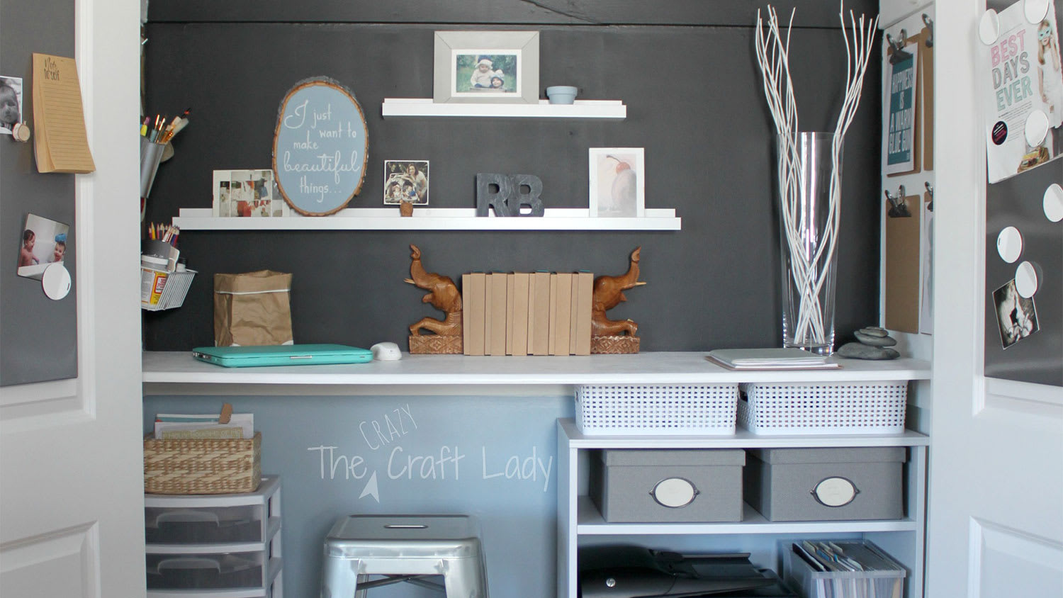 Closet converted to home office