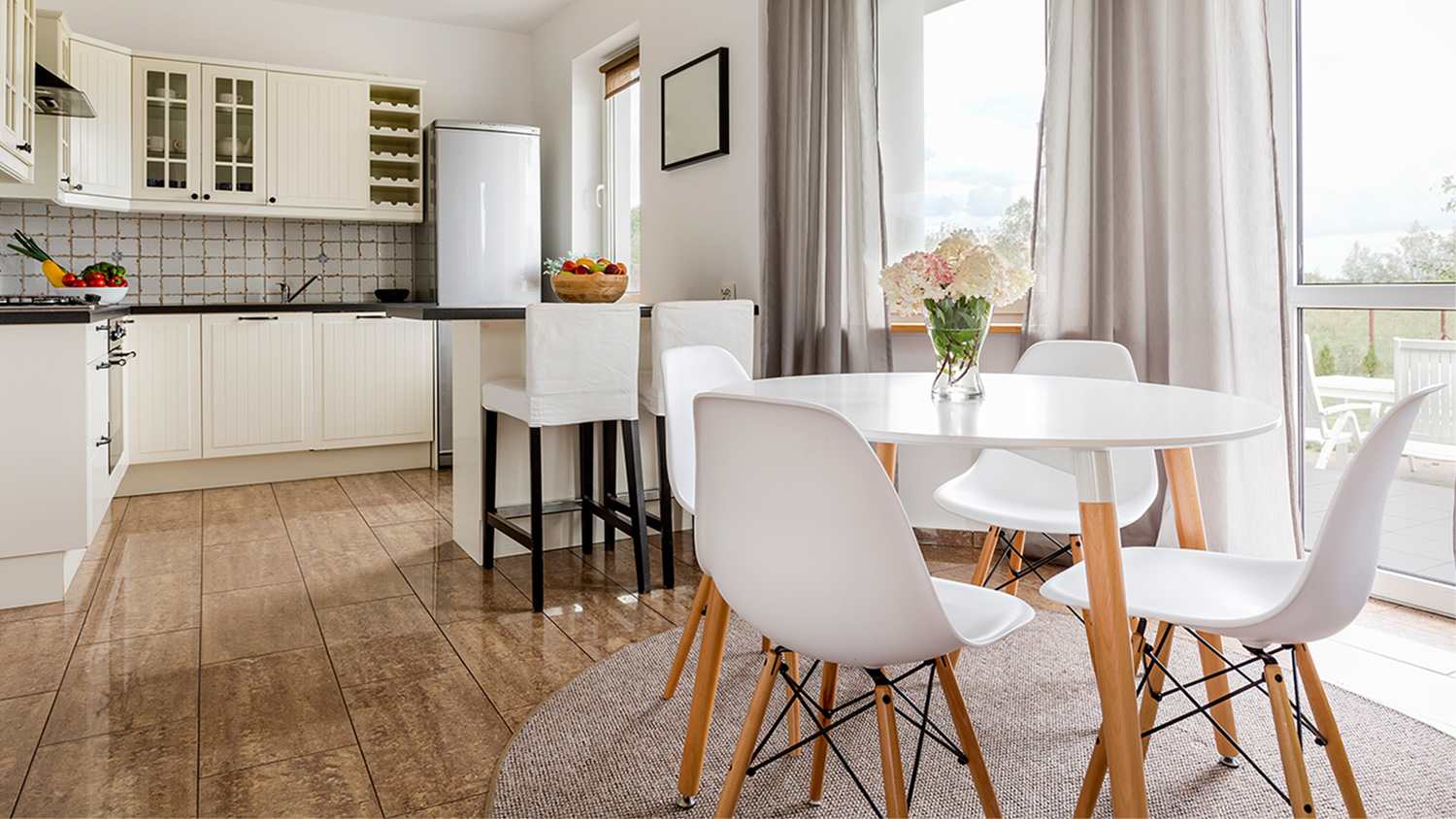 small white round dining table