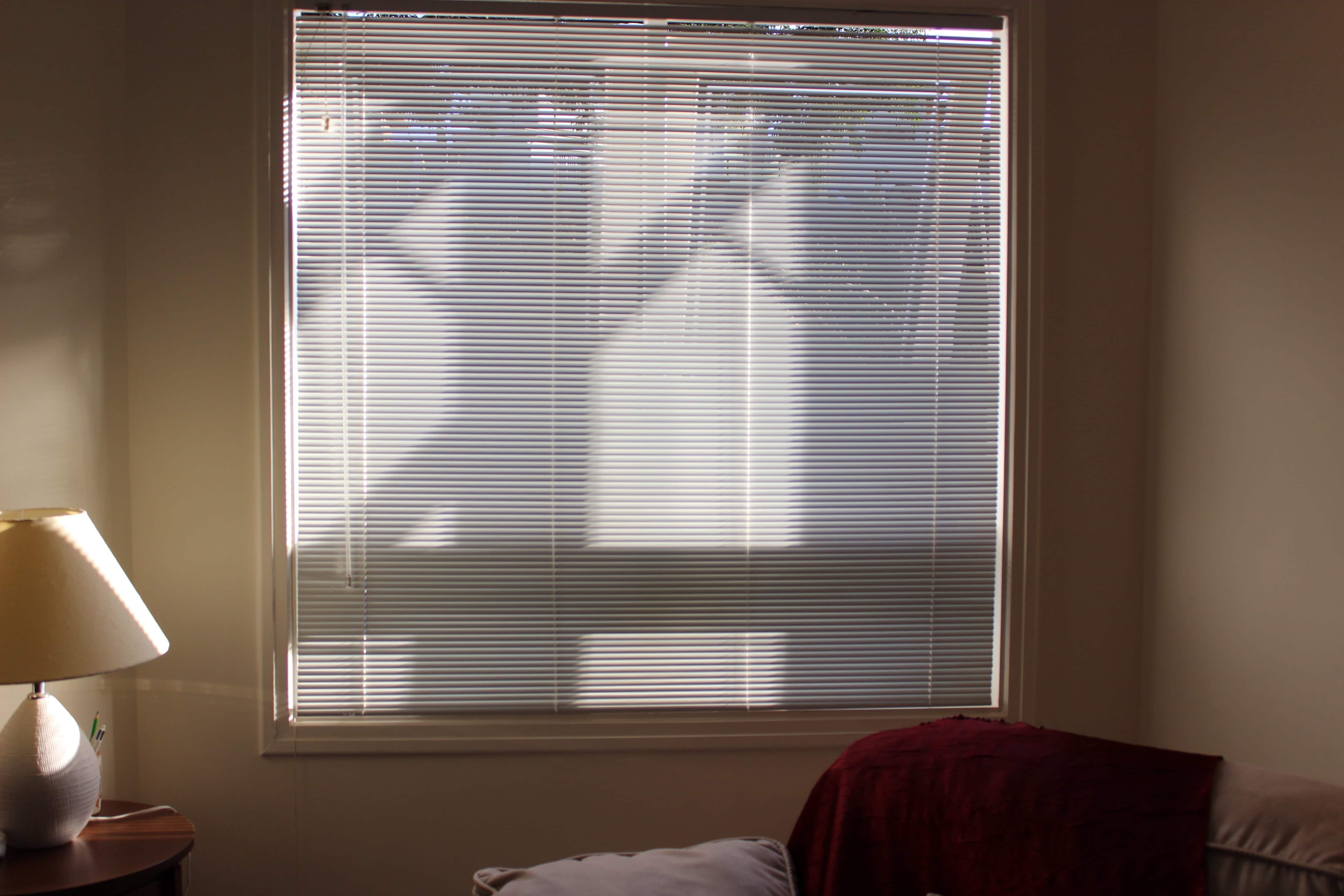 Micro blinds over window in room