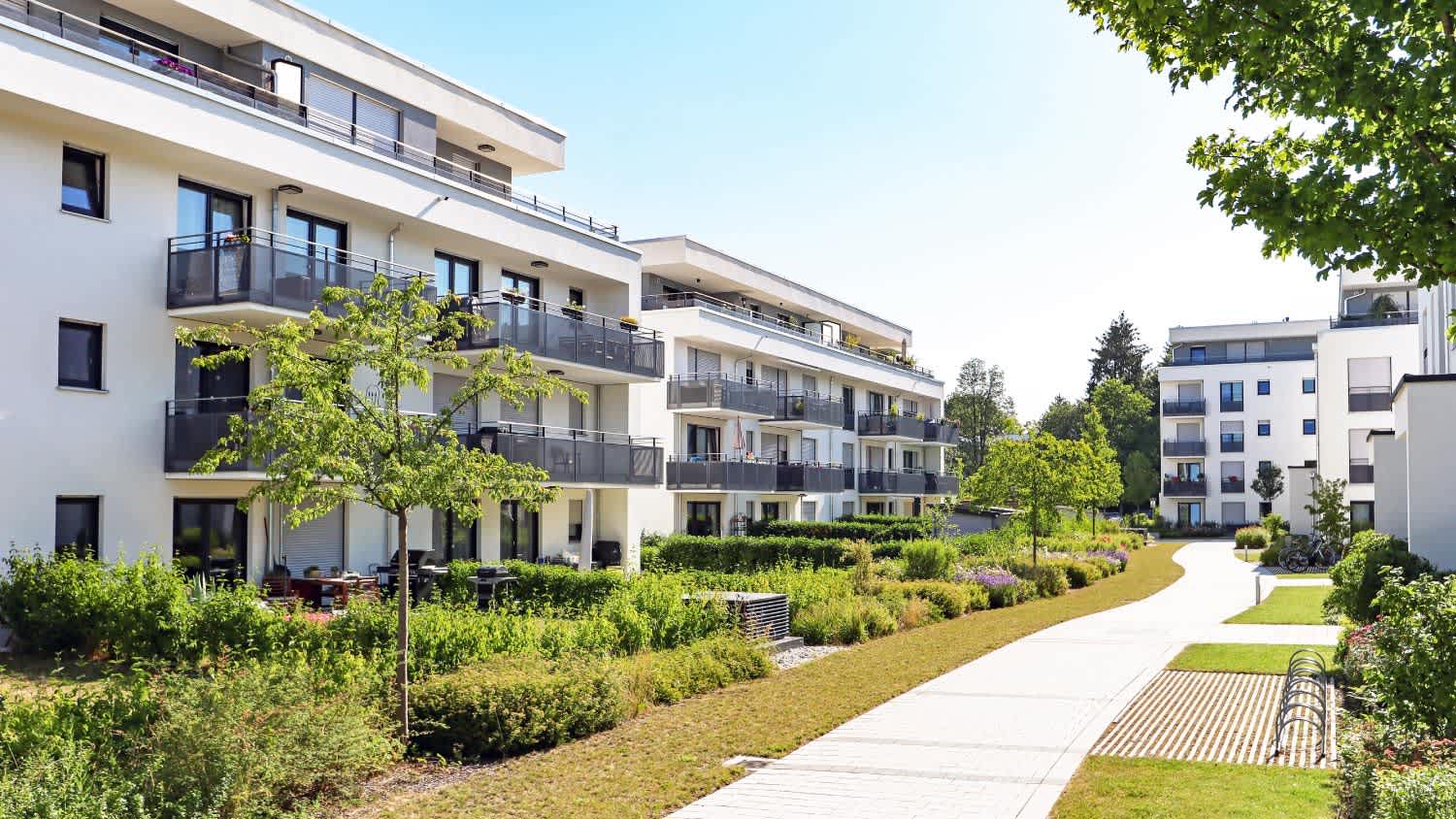 Residential area with apartment buildings