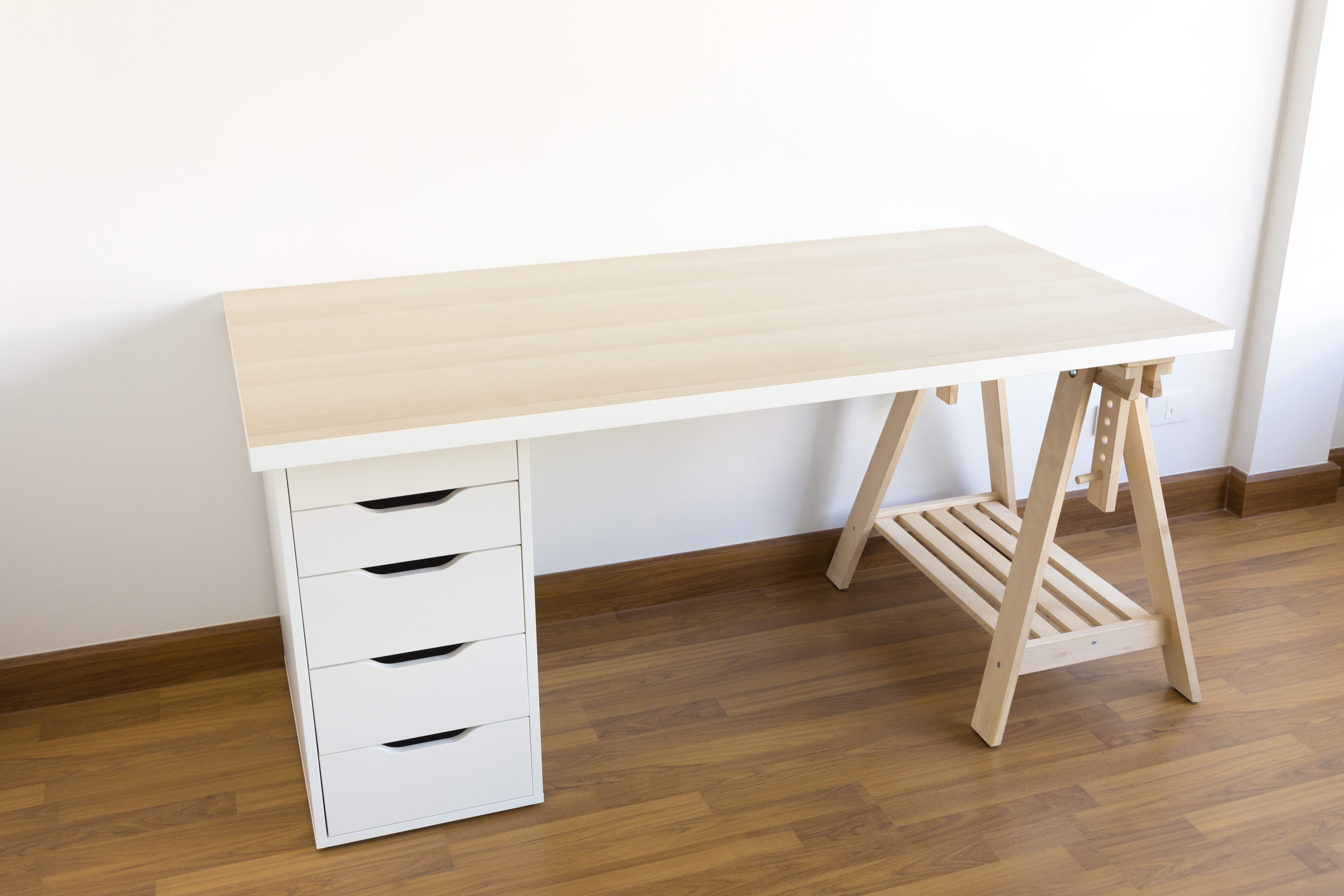 Home office desk with filing cabinet base