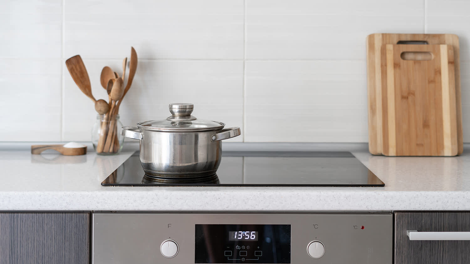 modern kitchen with induction stove