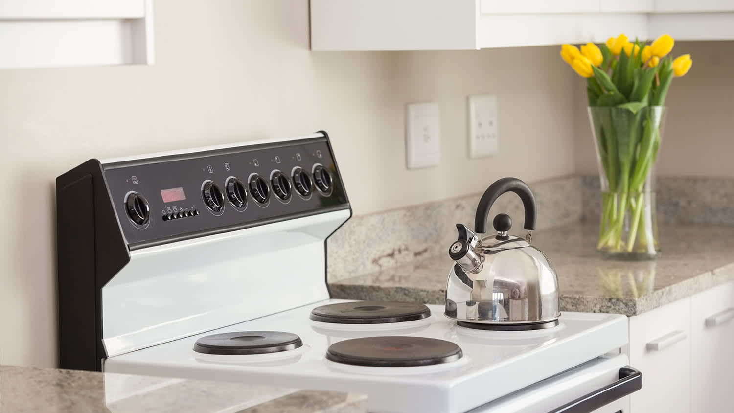 kitchen with white electric stove