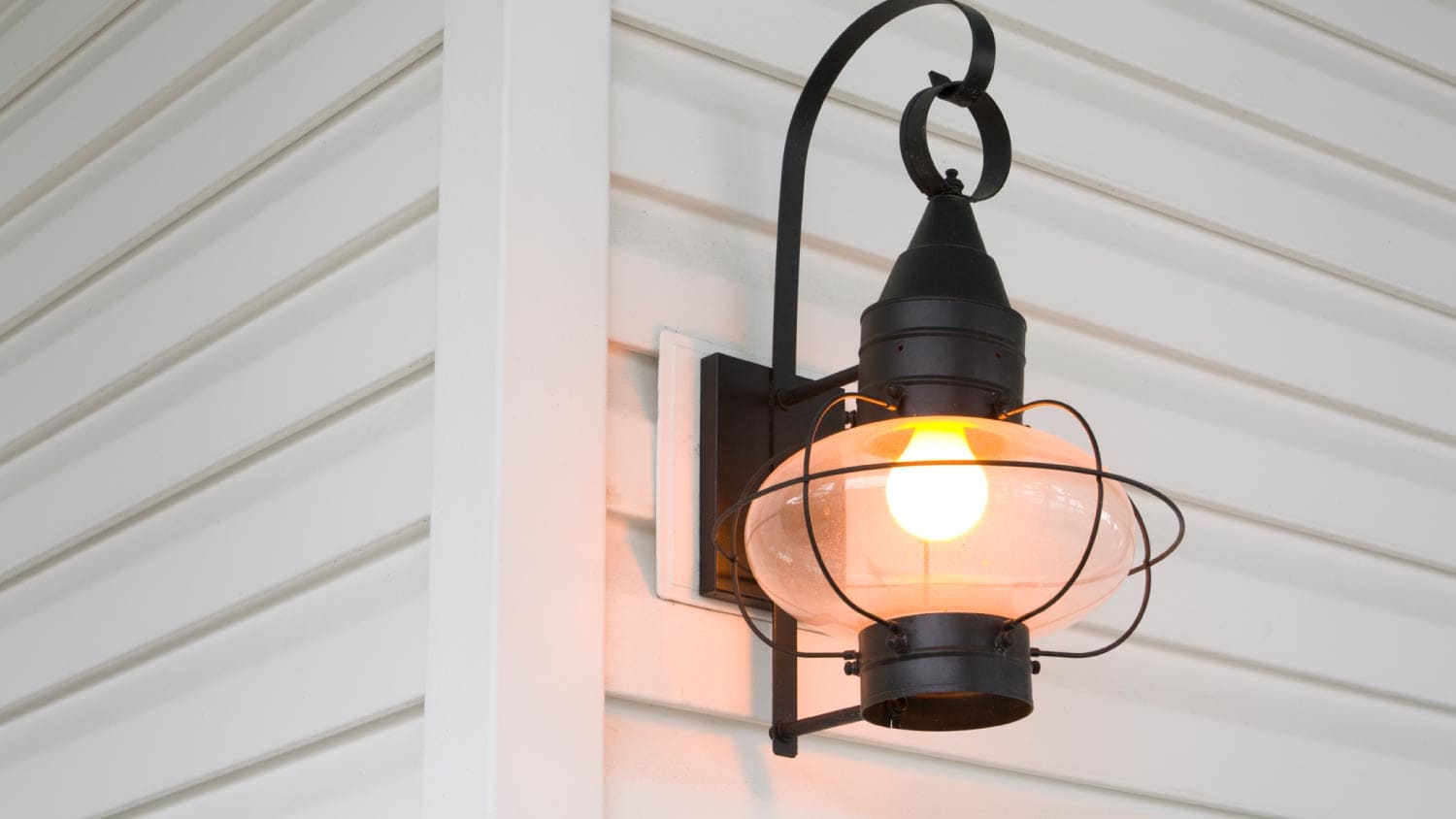 Porch with a vintage light fixture on