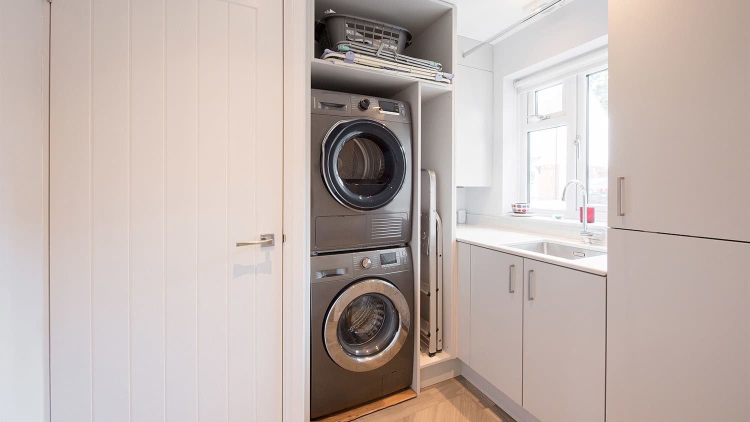 washing/ dryer machine in utility closet