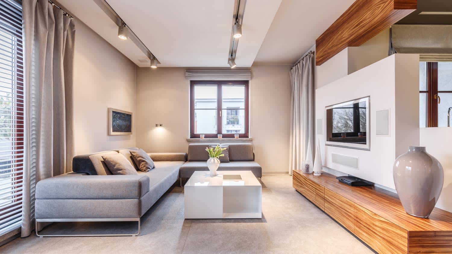 Drop ceiling in a large living room