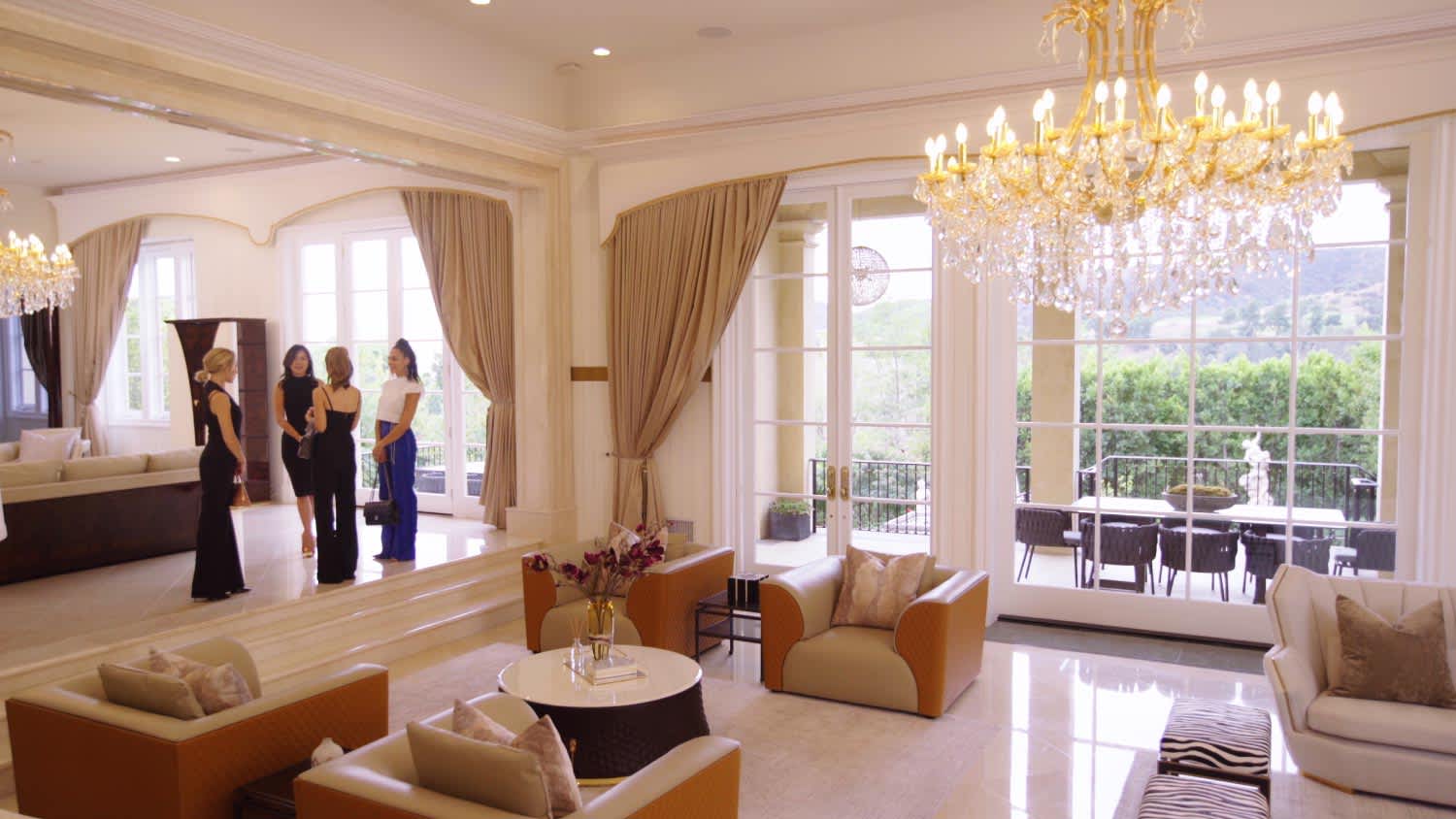 A luxury living with marble floor