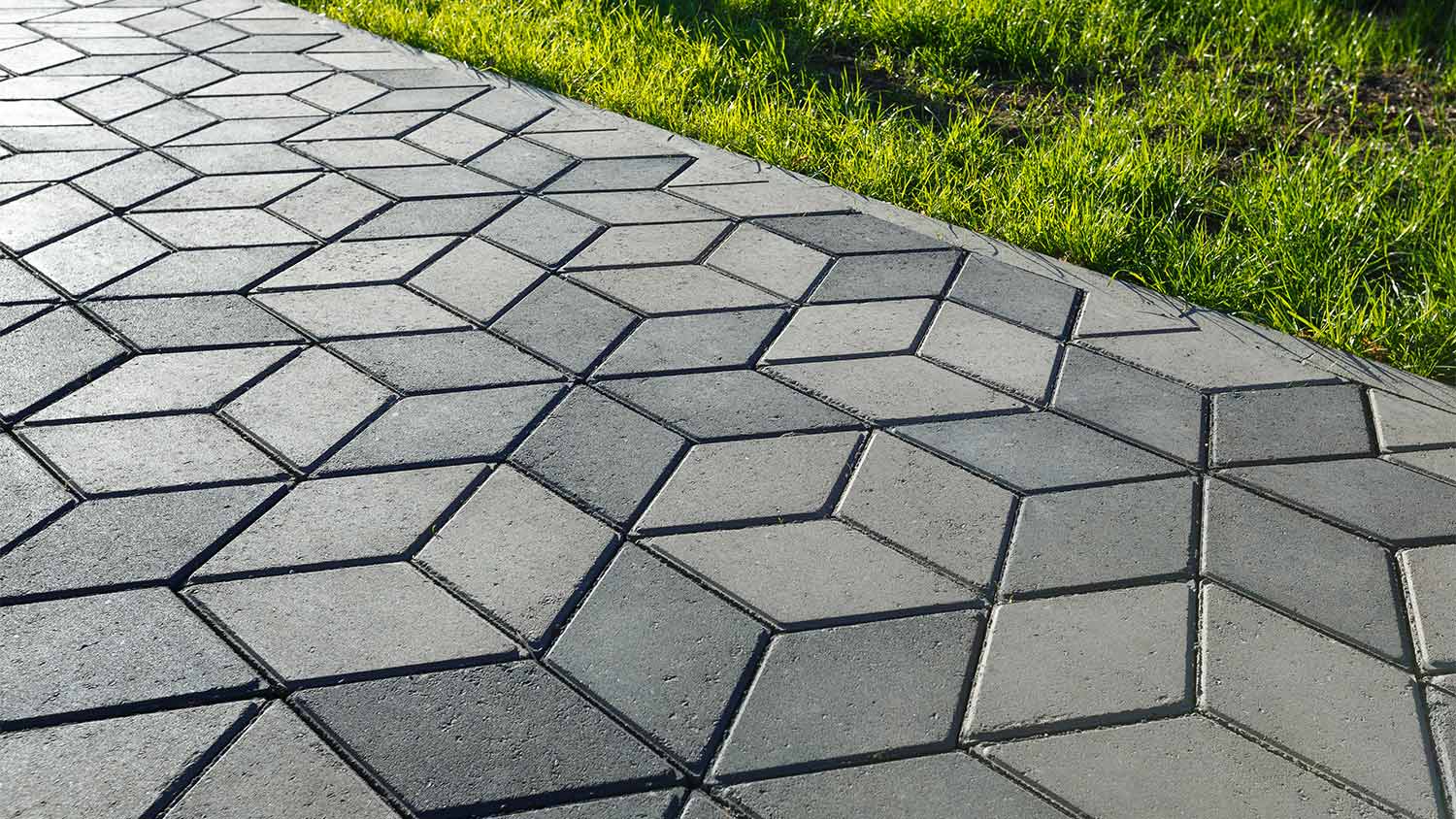 Concrete pattern walkway grass