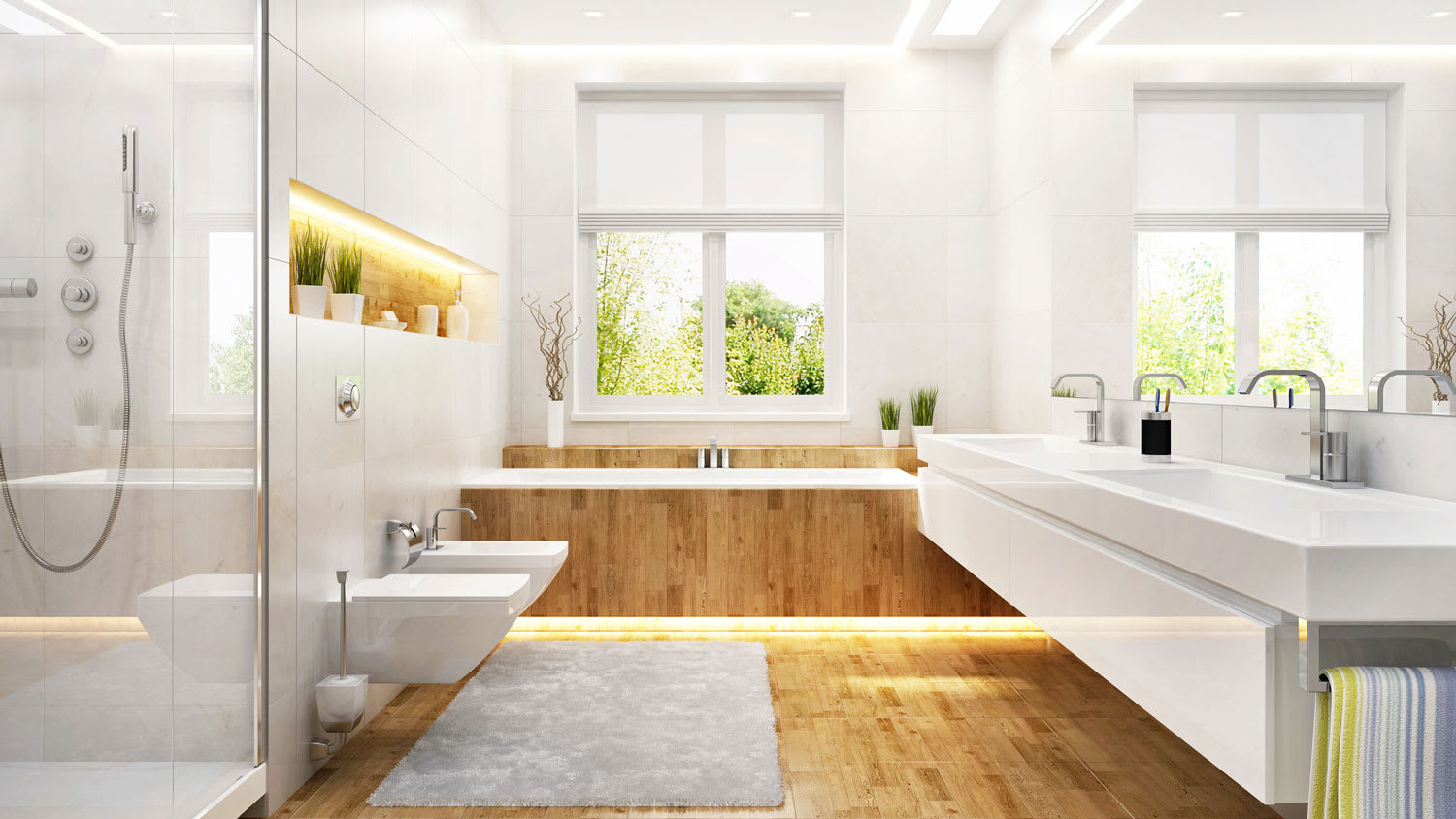 A luxurious bright bathroom