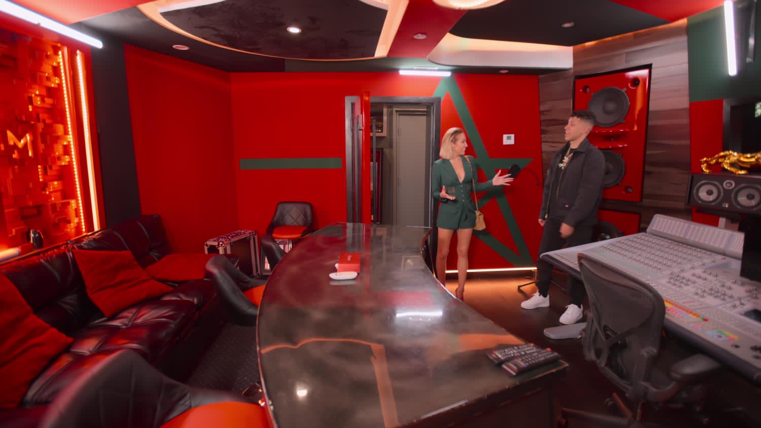 A red recording studio