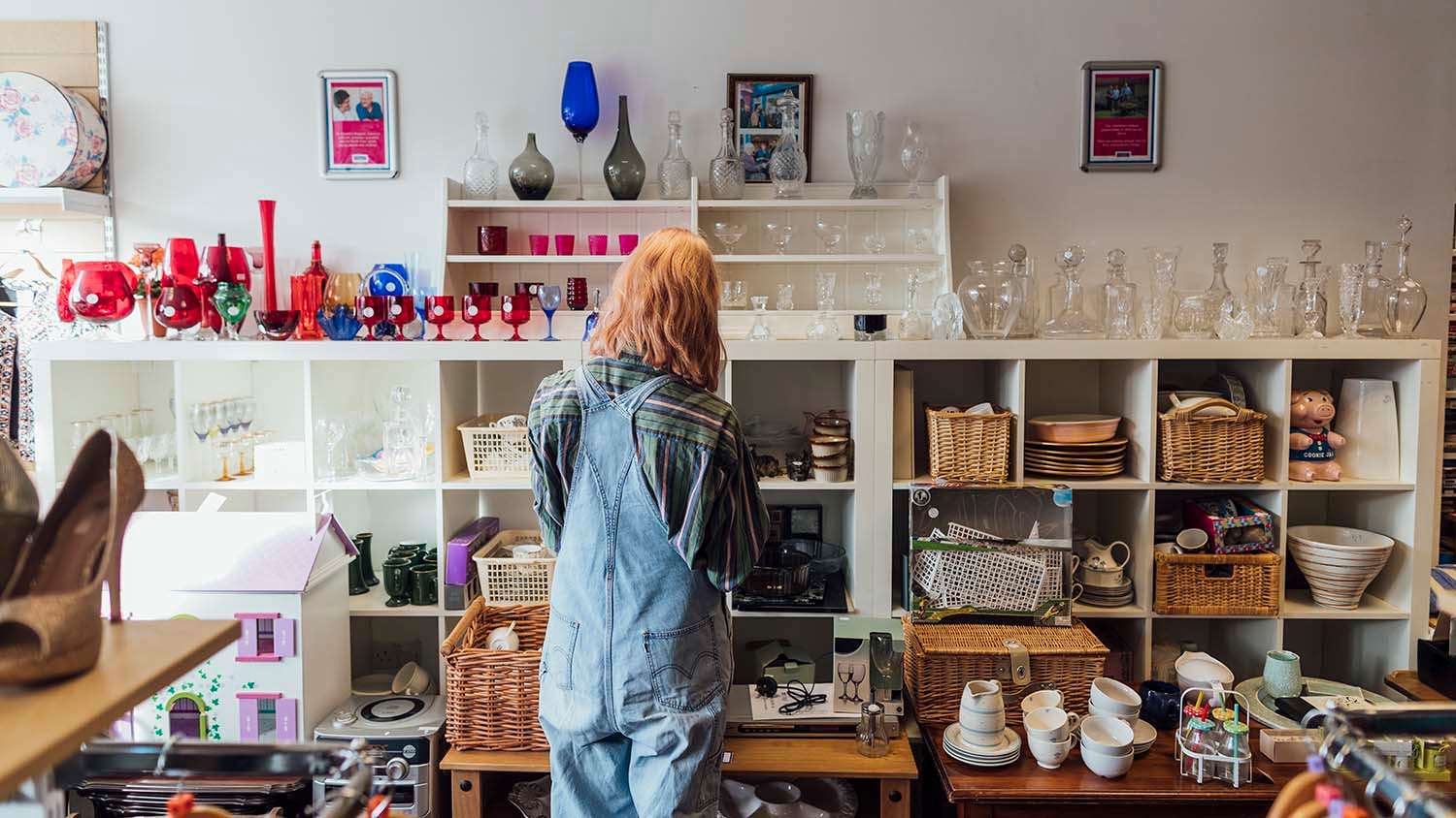 woman shopping in thrift store