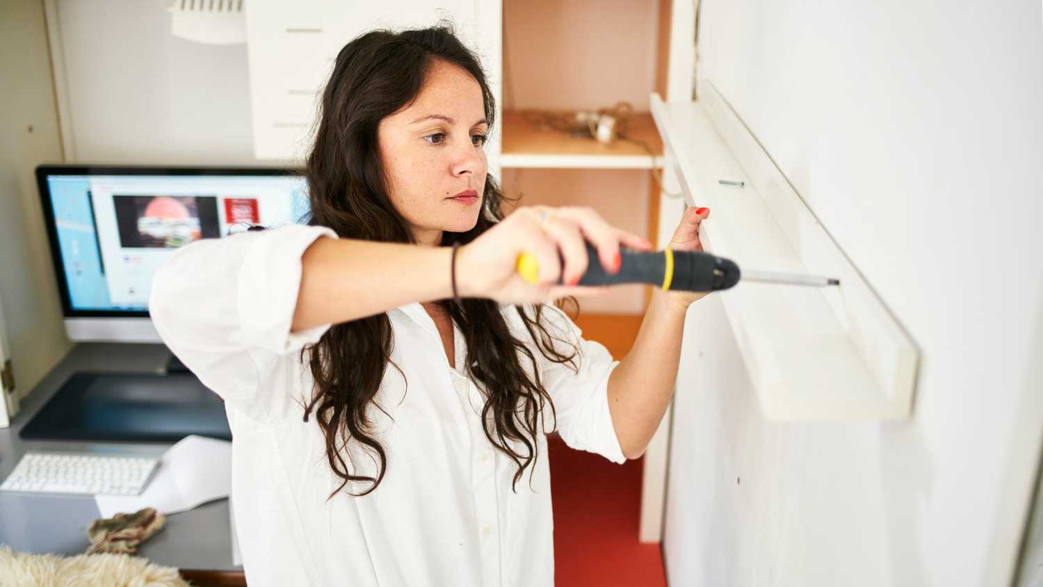 woman doing diy project