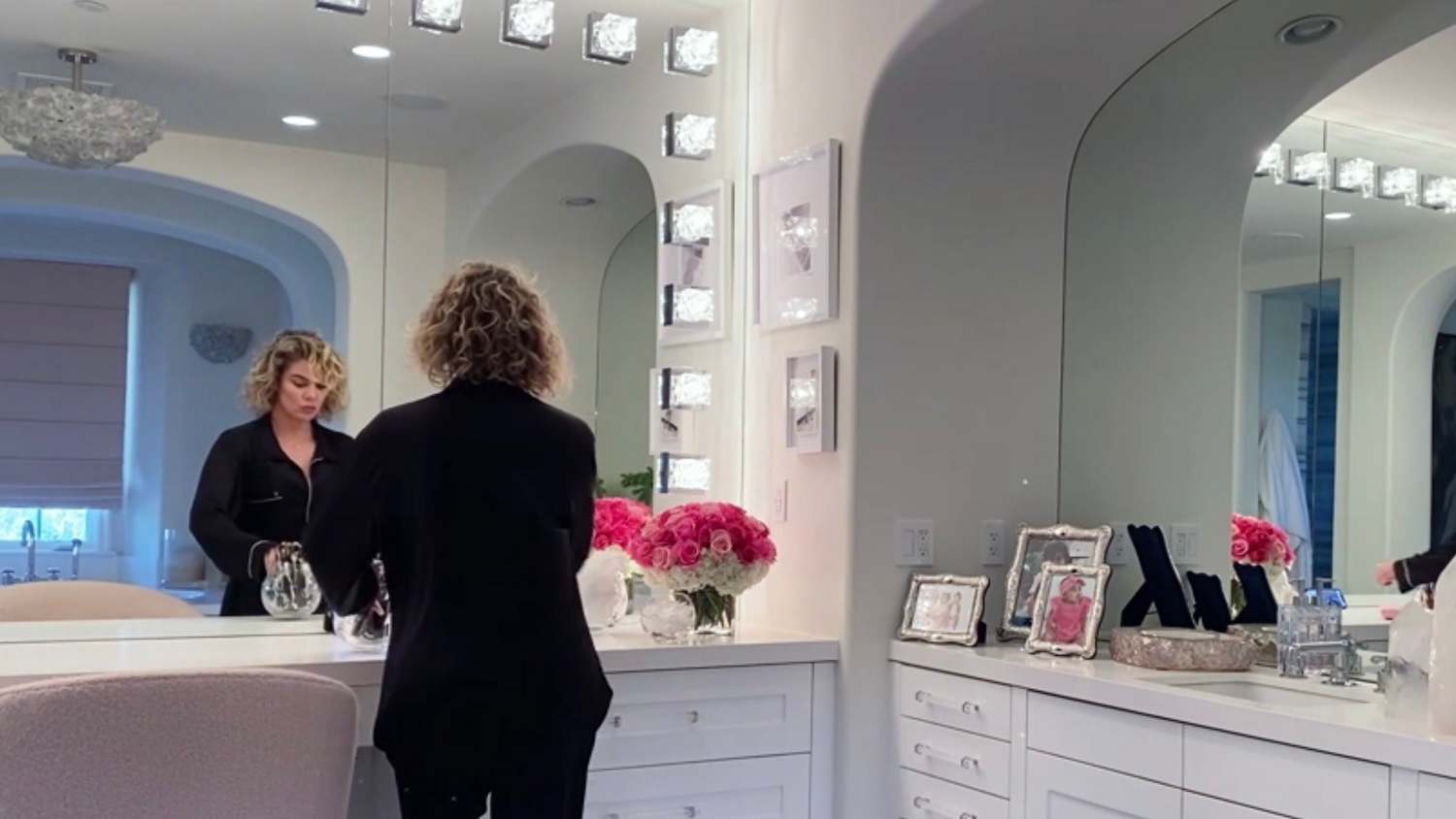 Khloe Kardashian in her bathroom