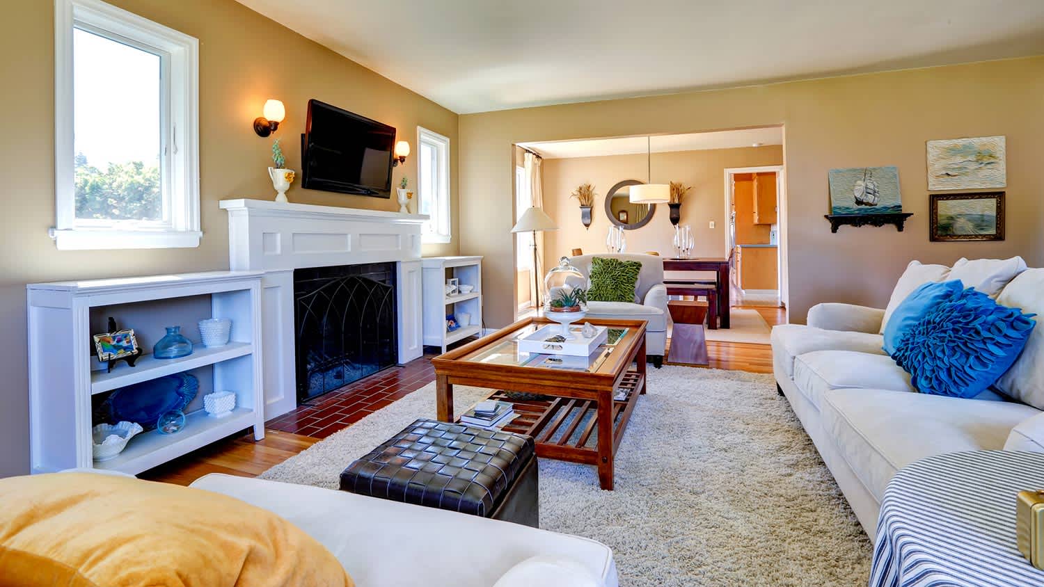 living room with vintage and fashionable fireplace
