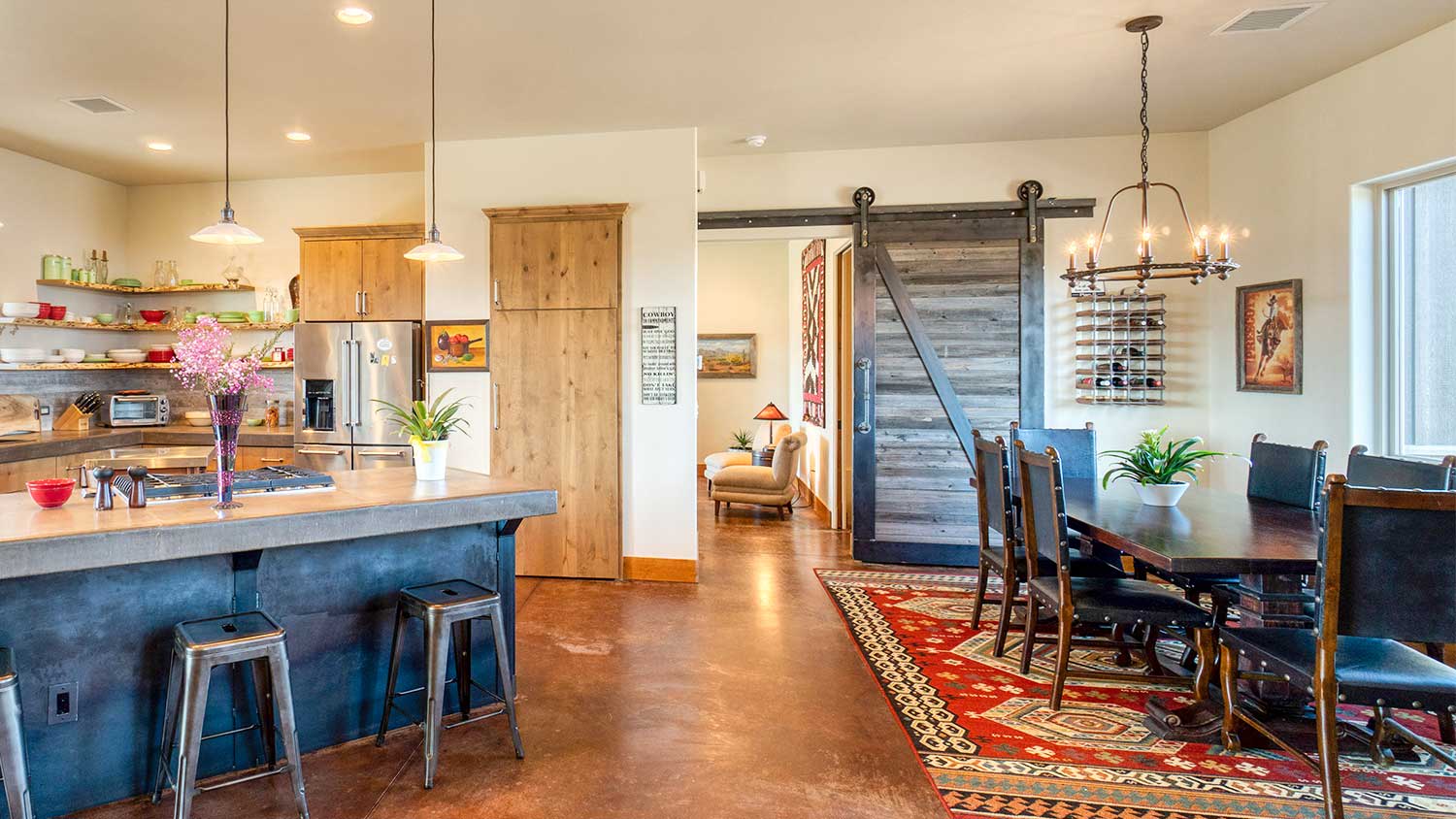 A home with a sliding barn door