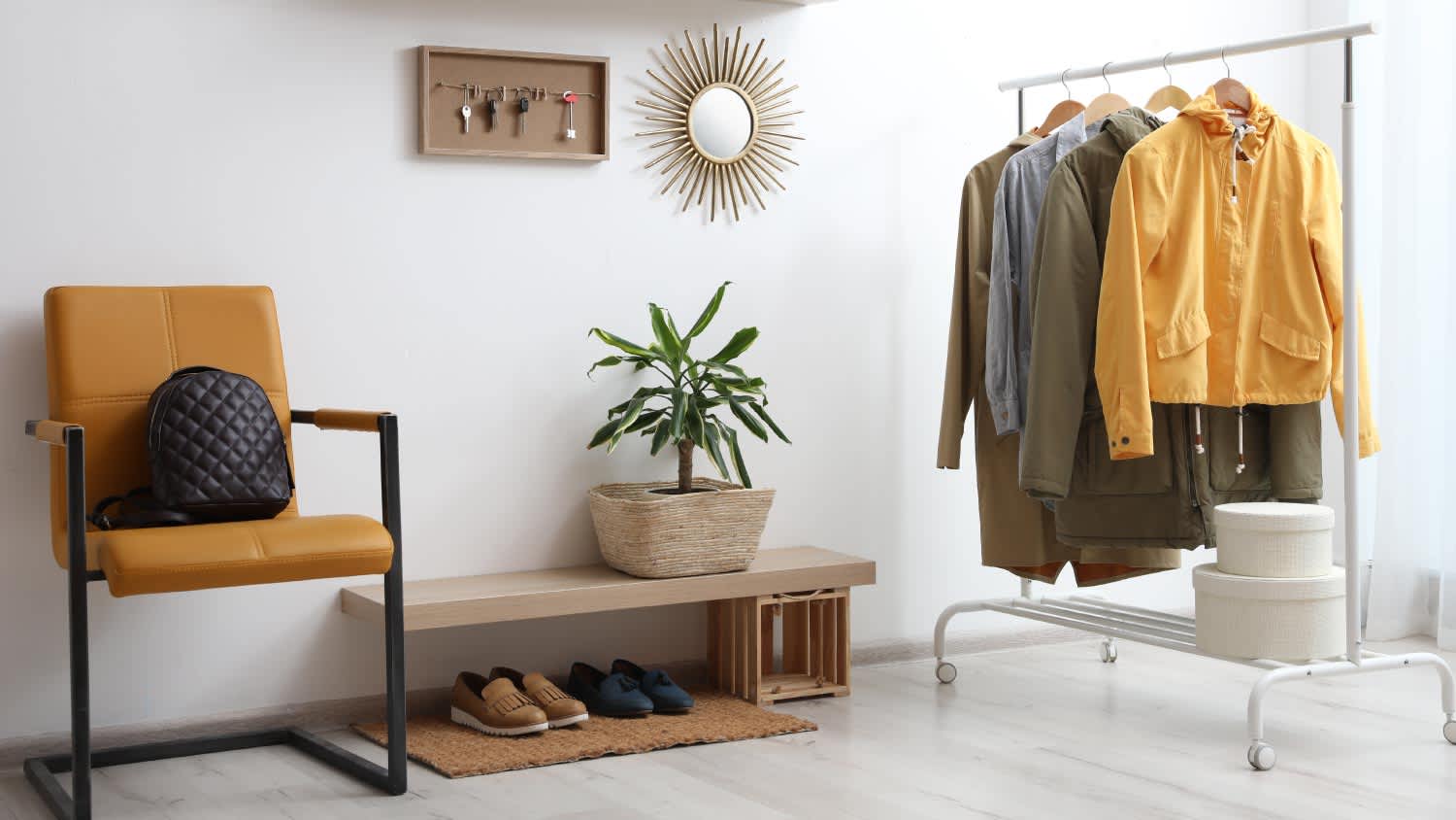 A hallway interior with stylish furniture