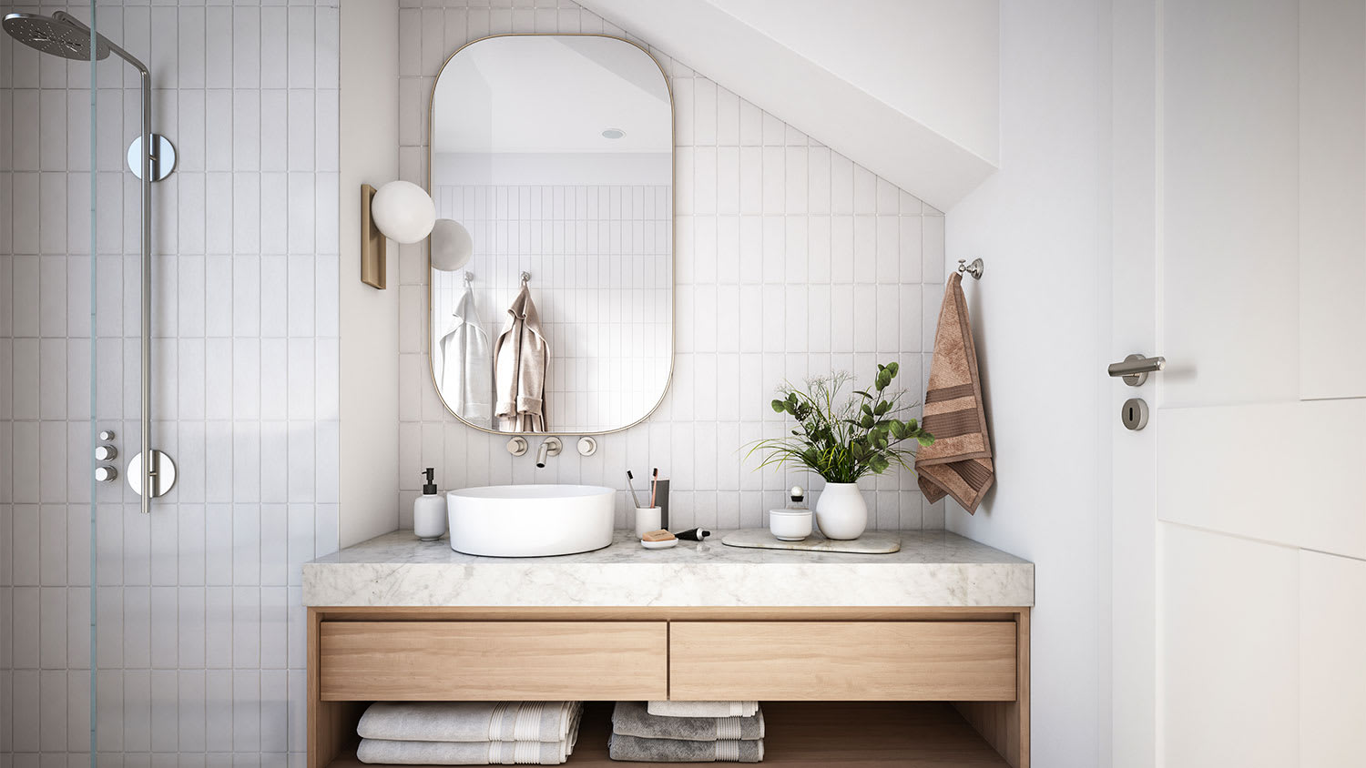 A bathroom mirror