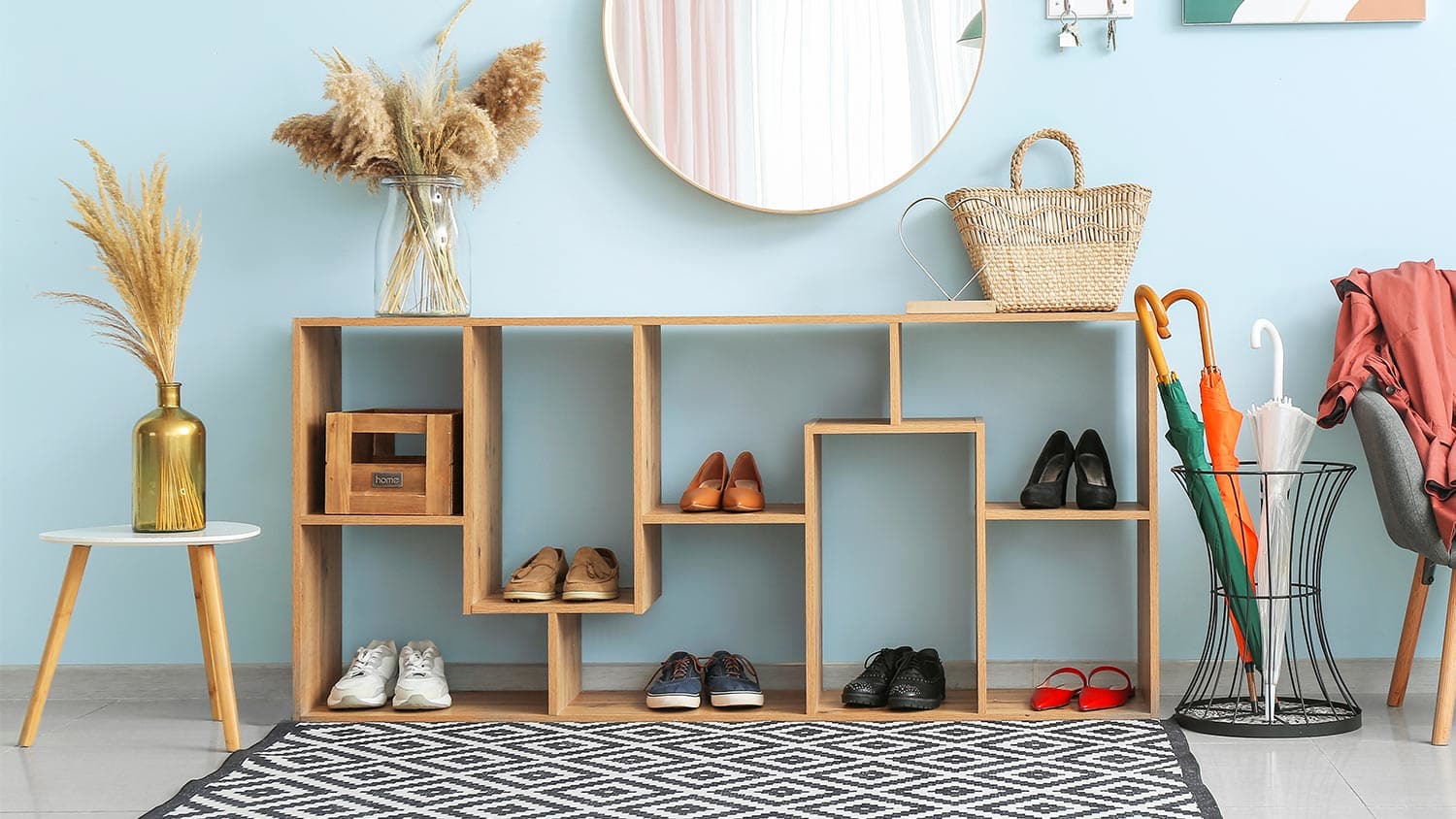 House entryway shoes in storage