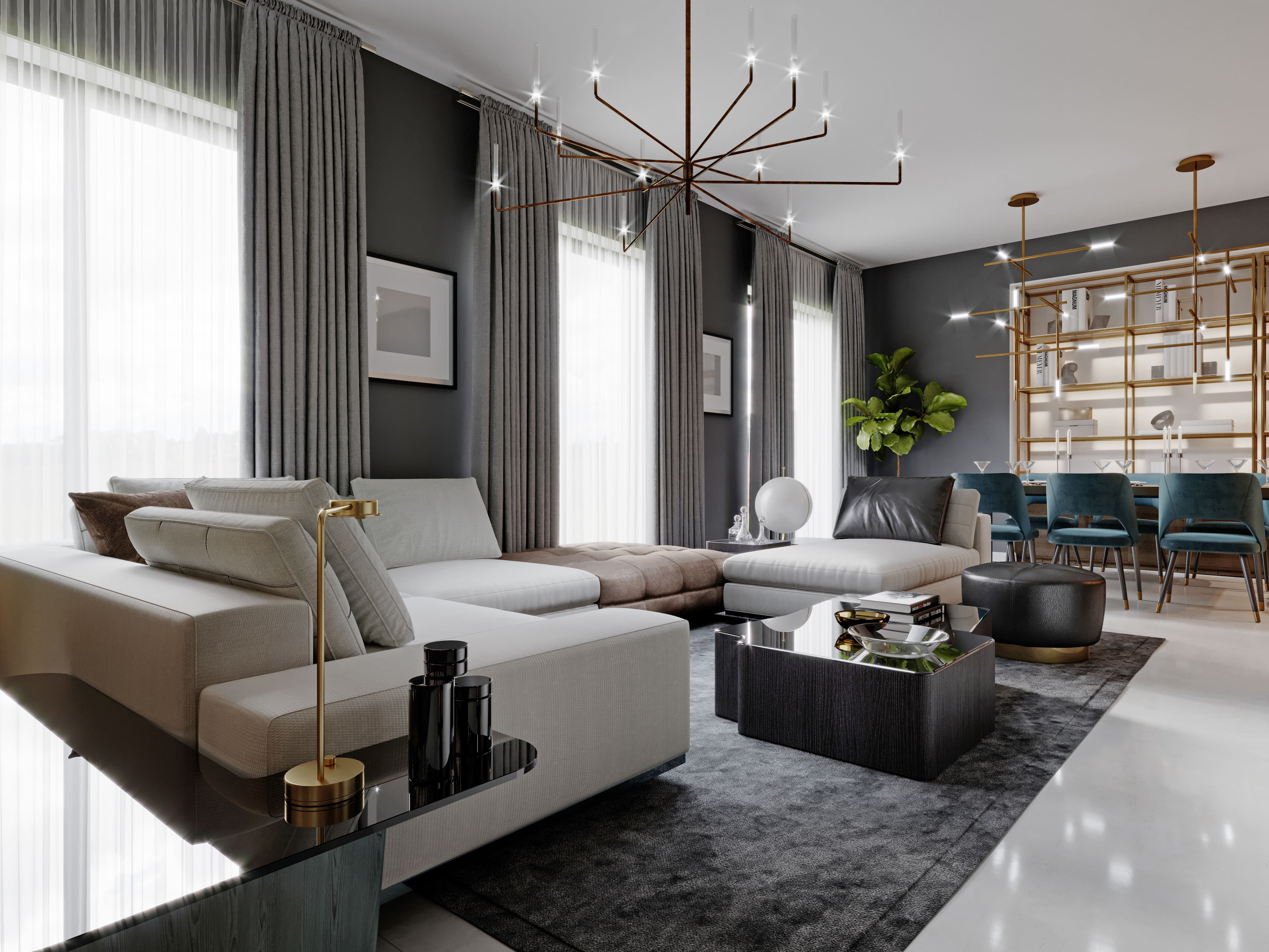 Modern gray painted living room