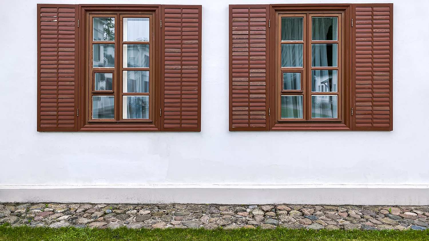 brown louvered shutters