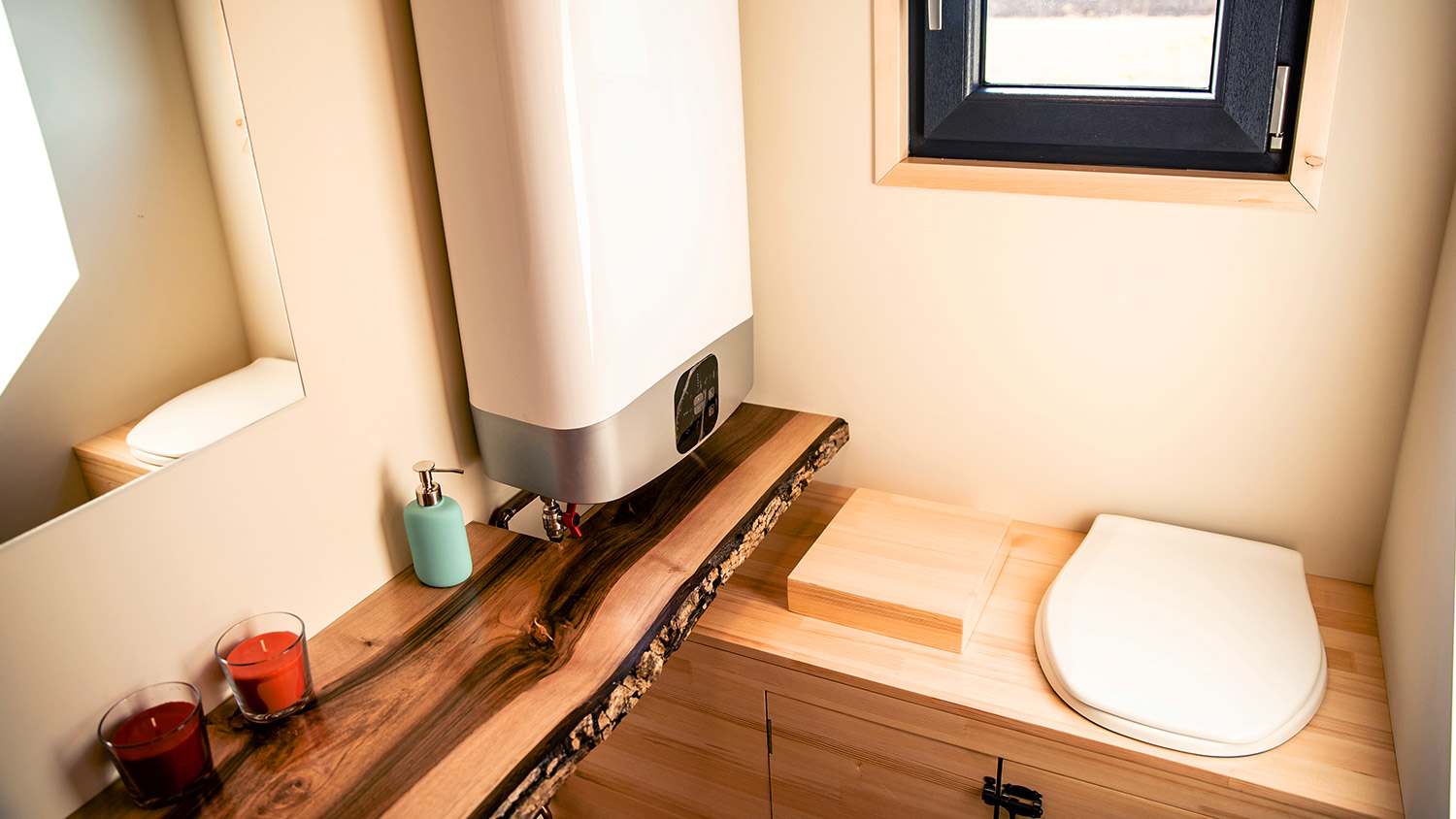 interior of tiny house bathroom