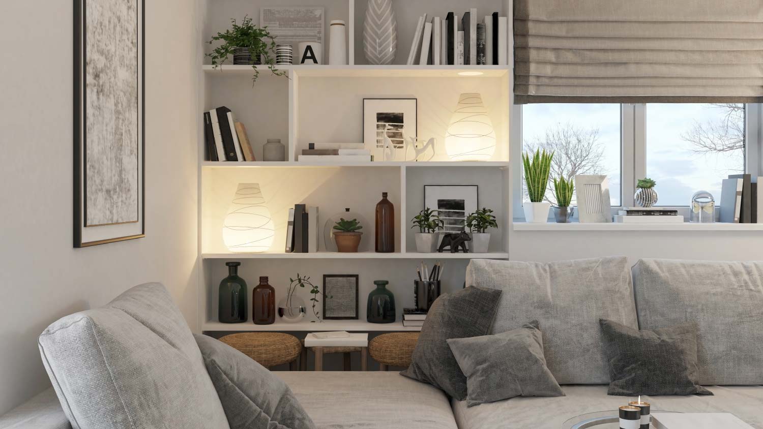 custom living room shelves