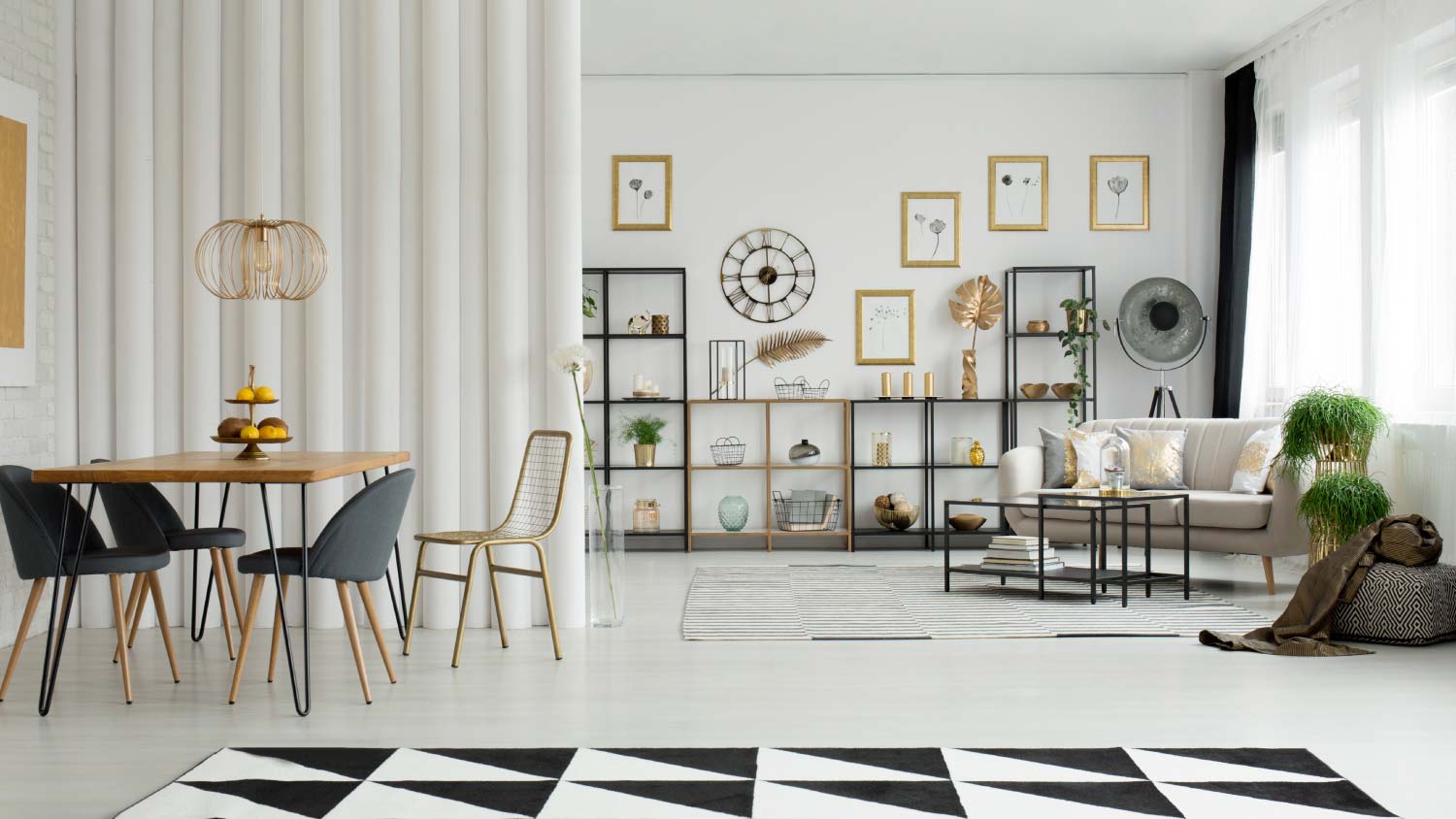 open dining area with room divider