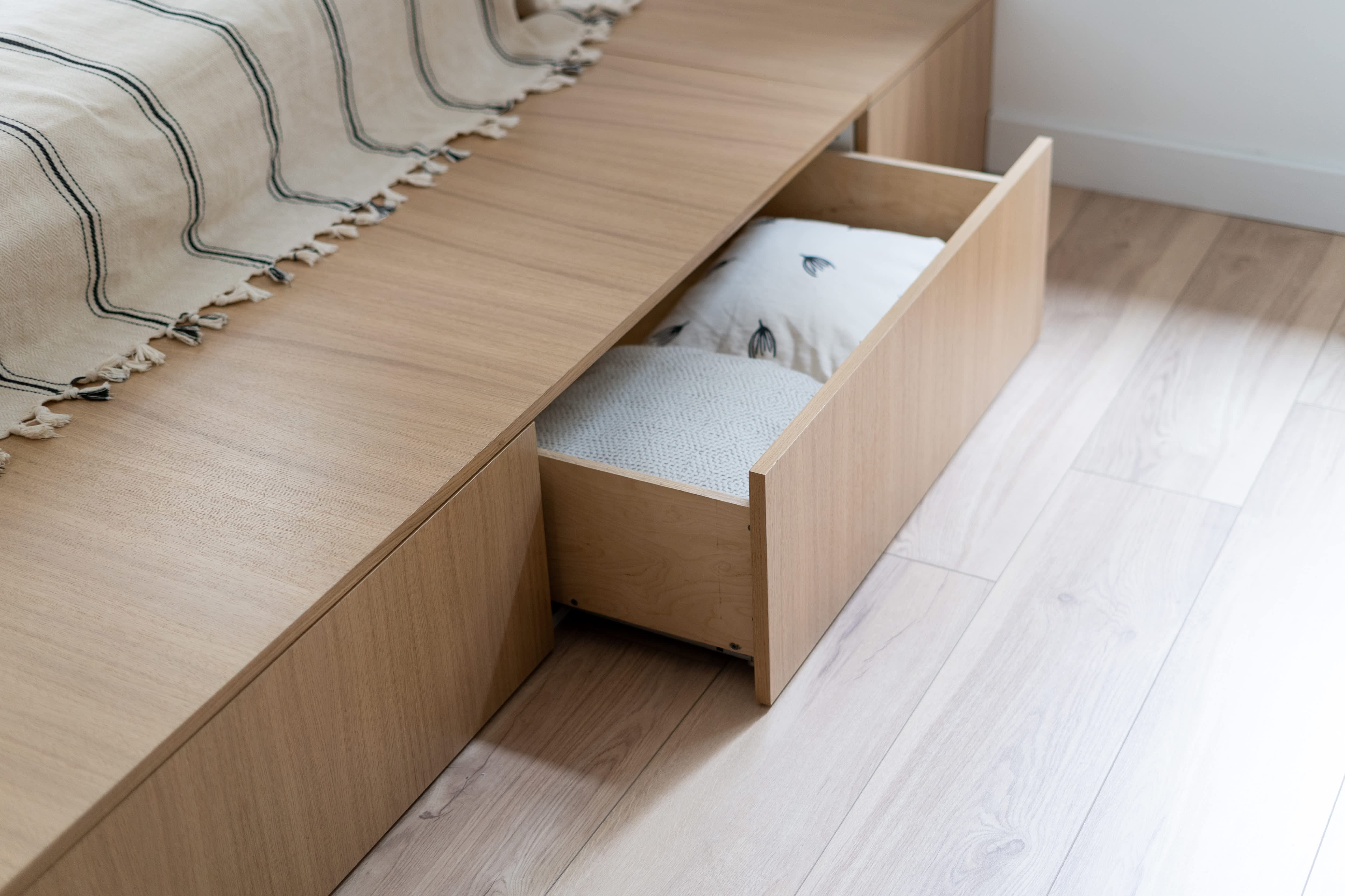 Under-the-bed storage drawers.