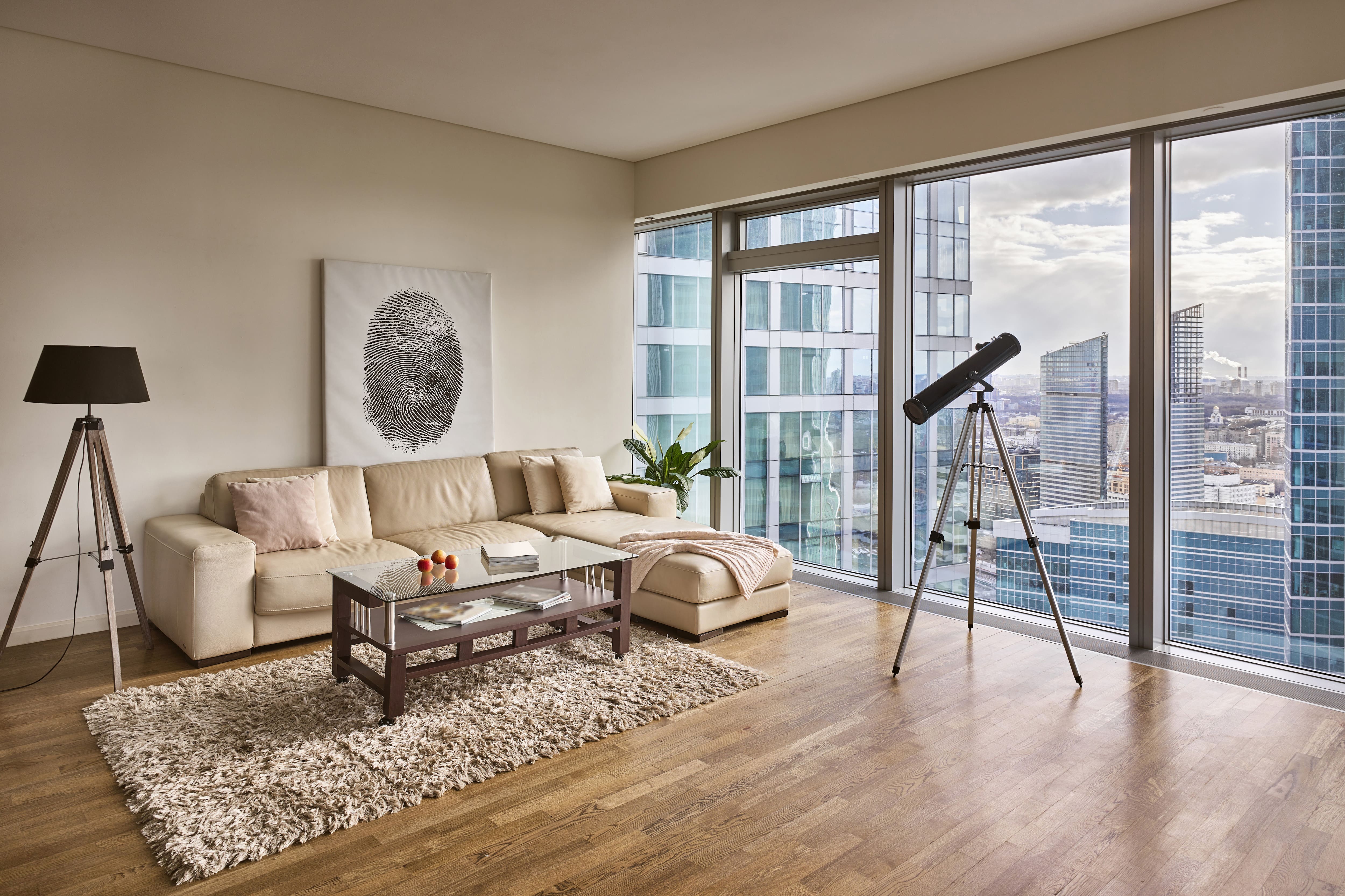Neutral-tones in studio apartment living room