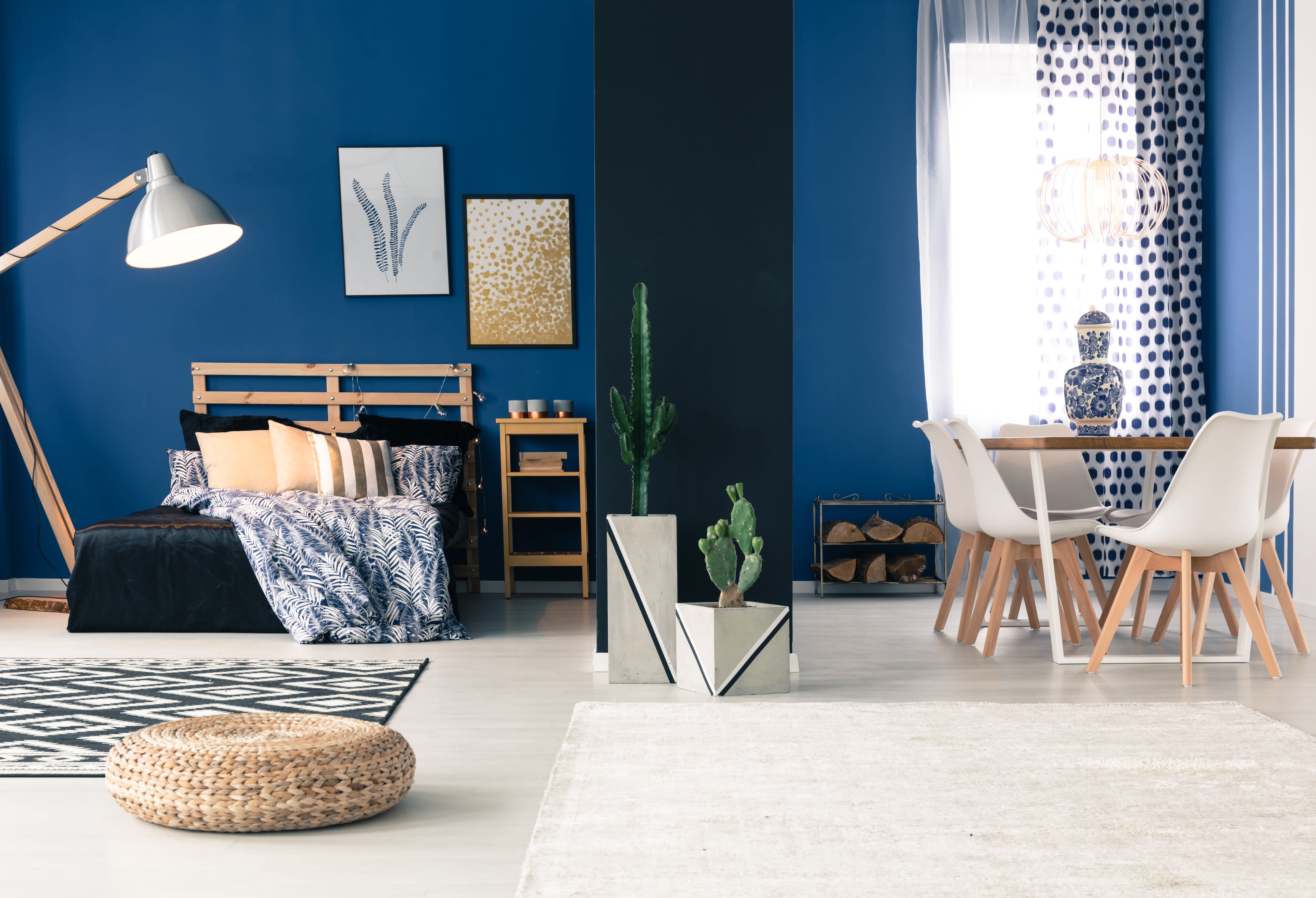 Bright blue paint color in apartment