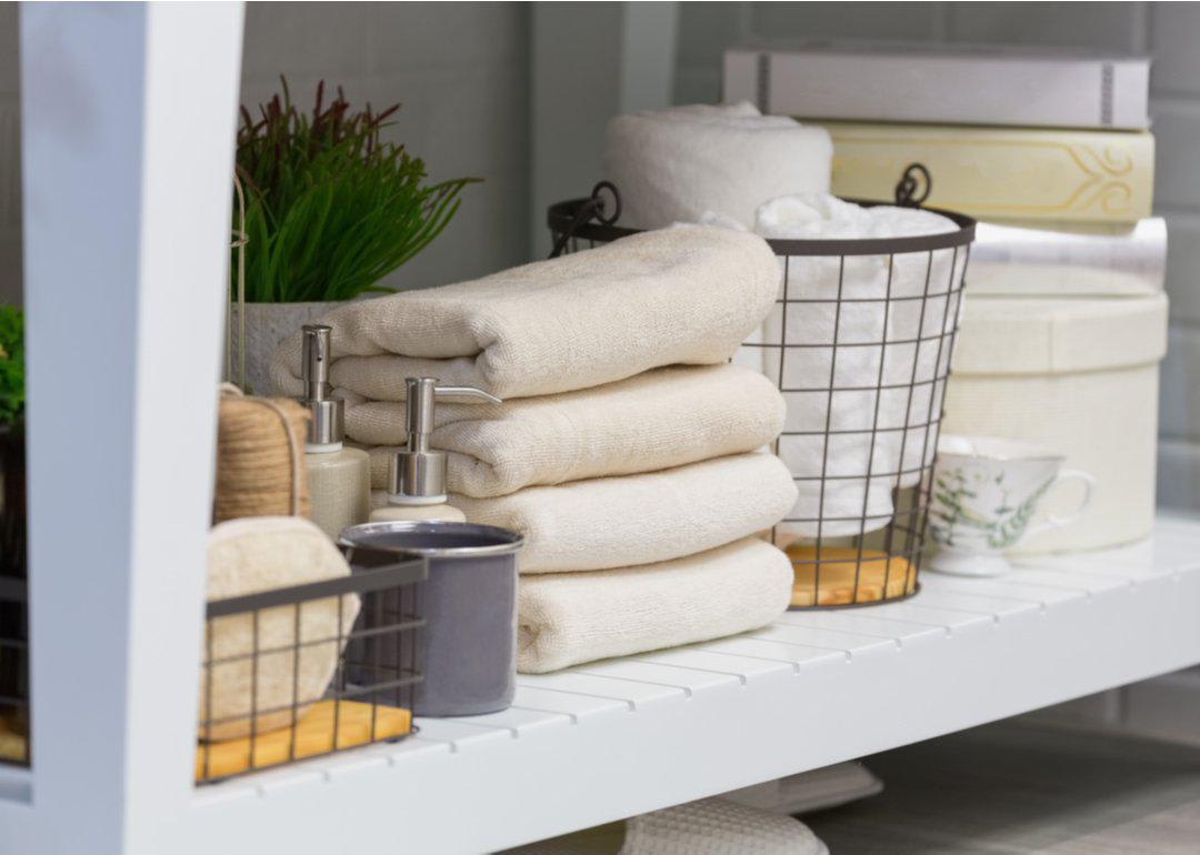 Towels folded on a shelf