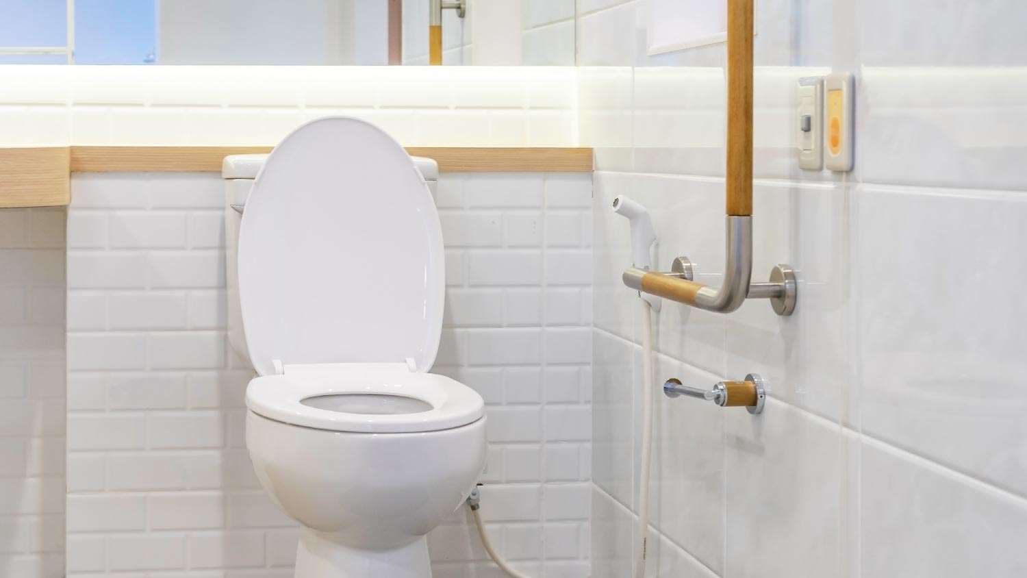 Interior of restroom for elderly senior people