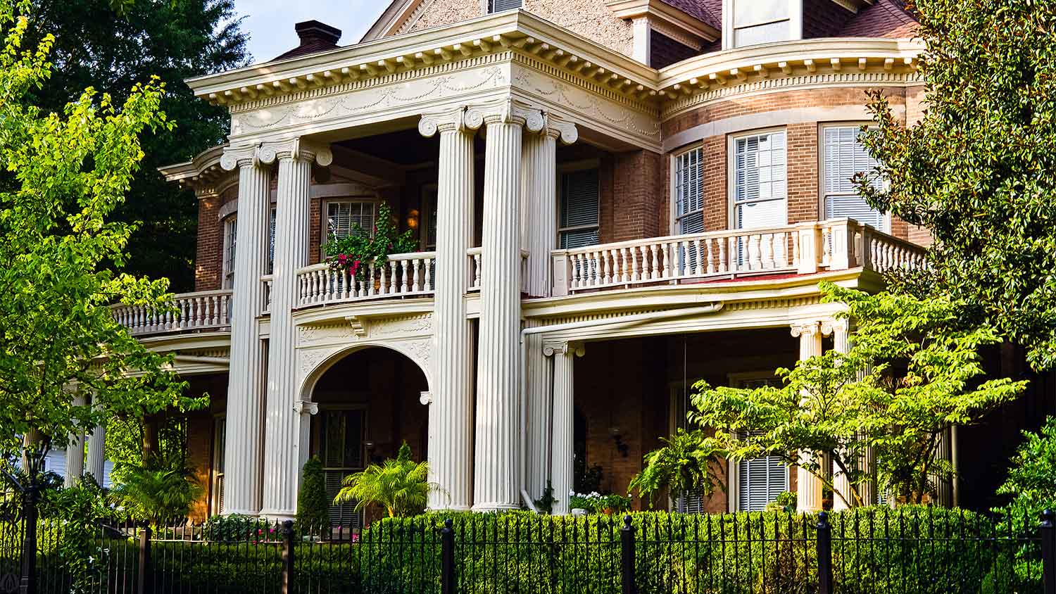 Facade of a greek revival house