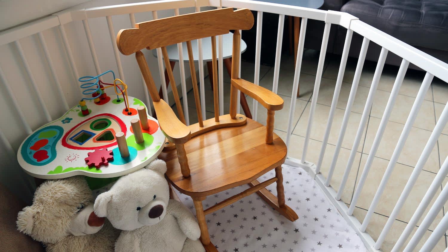 A baby playpen in modern living room
