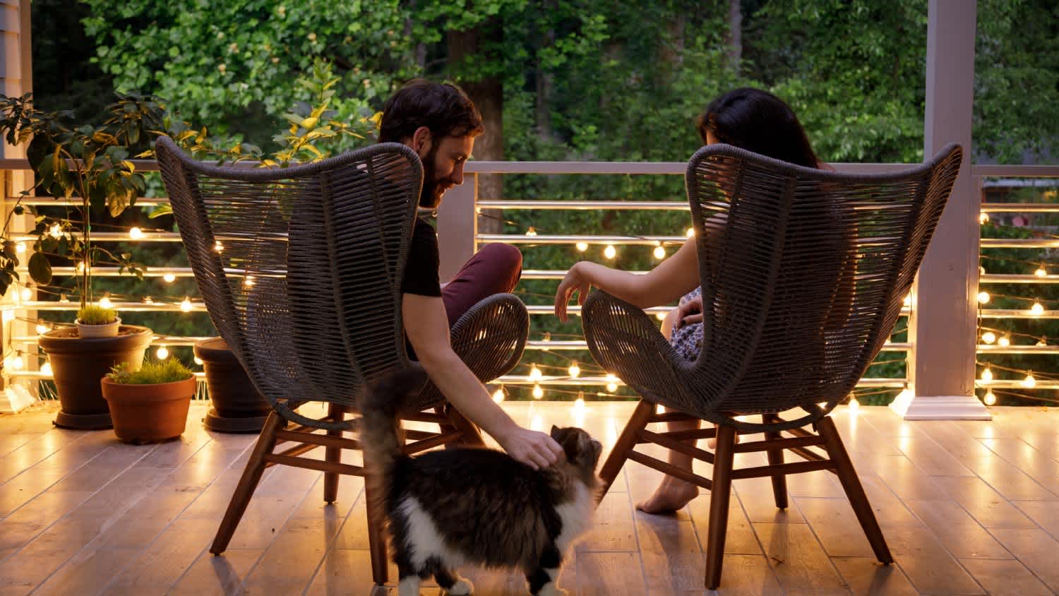 A couple sitting outside