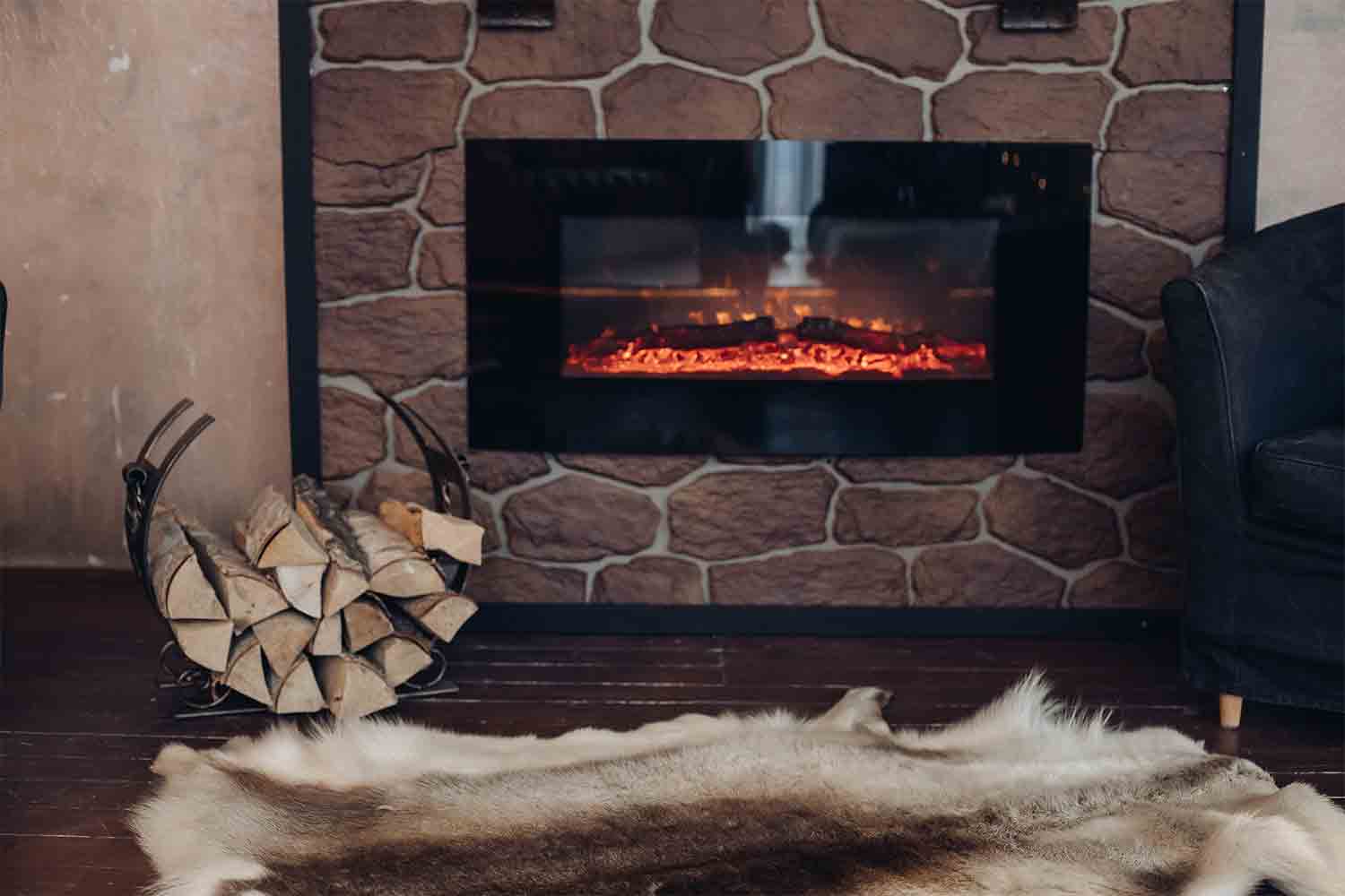 burning logs gas fireplace