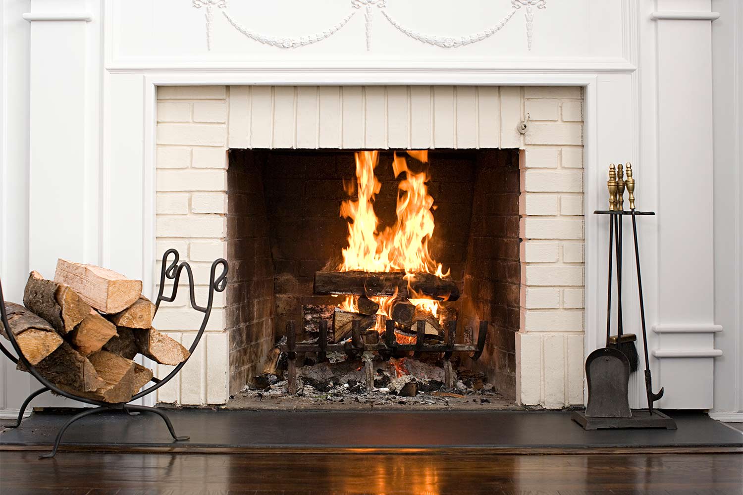 wood burning in fireplace