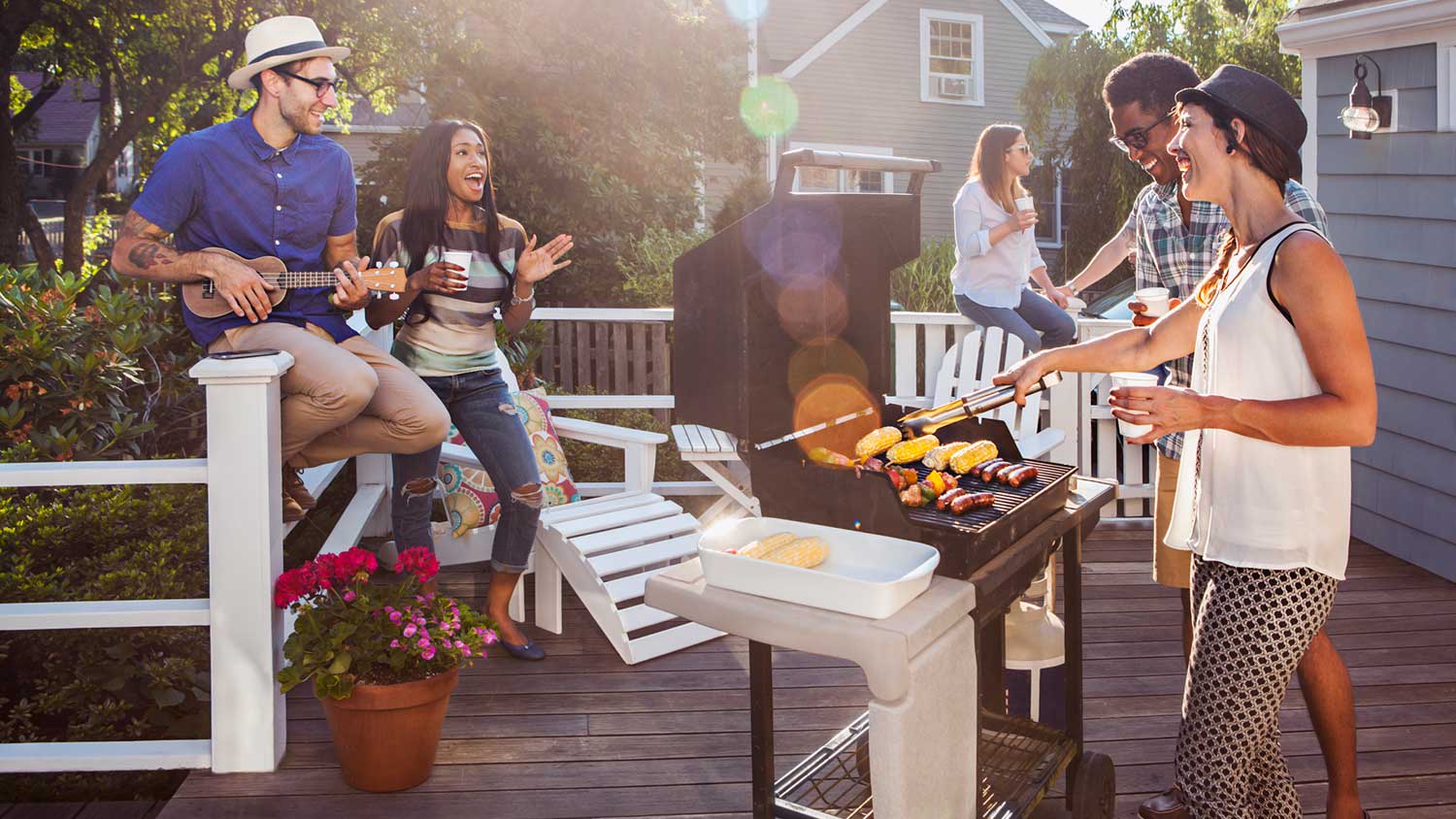 Friends enjoying a barbecue party