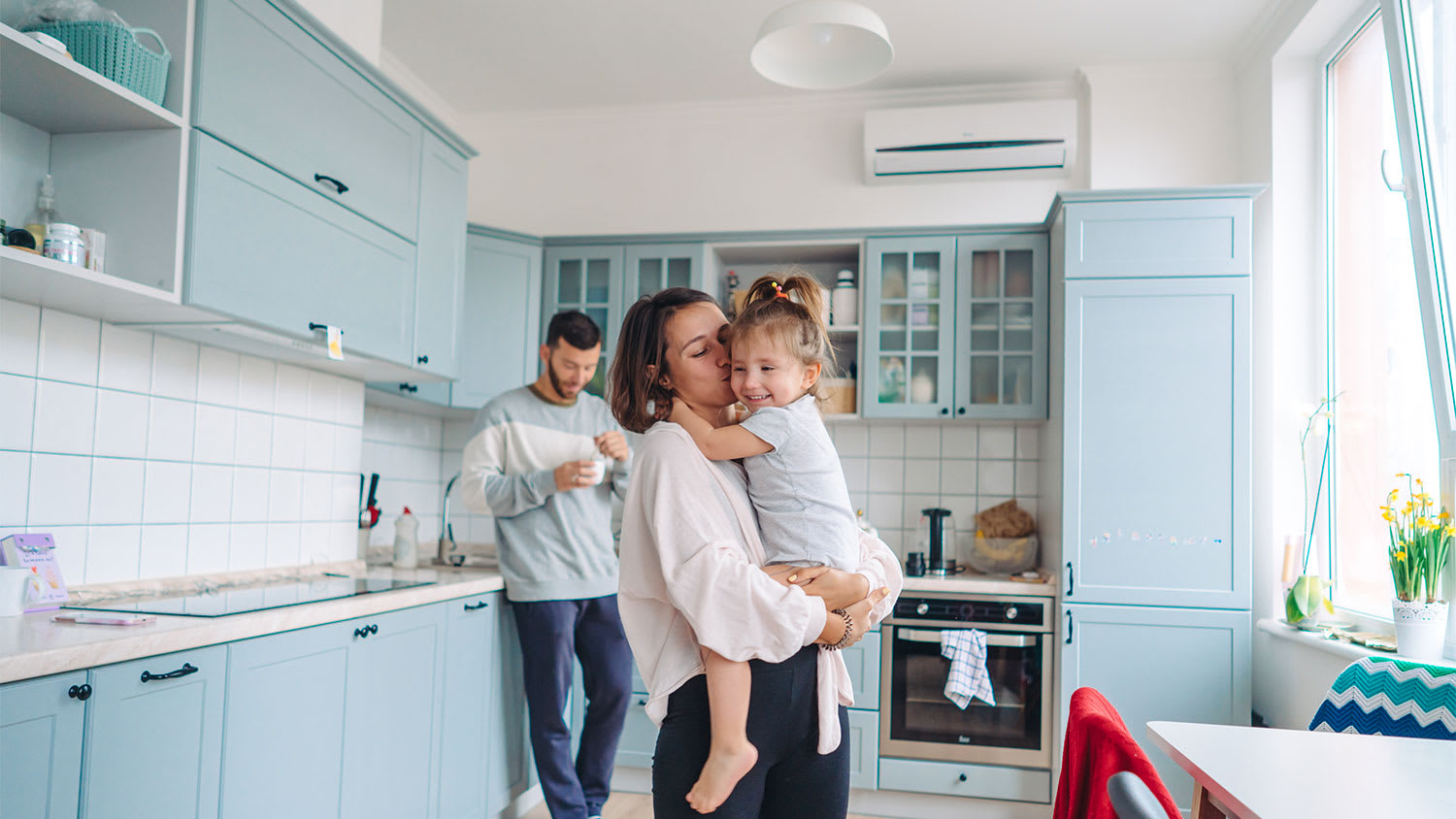 Happy family in kitchen