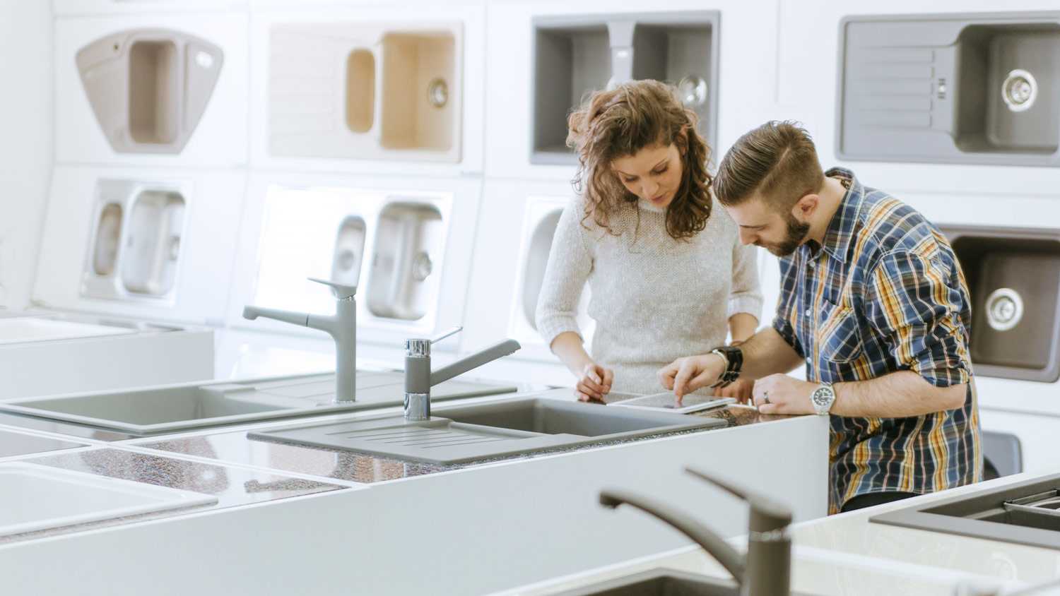 A couple buying a new kitchen sink