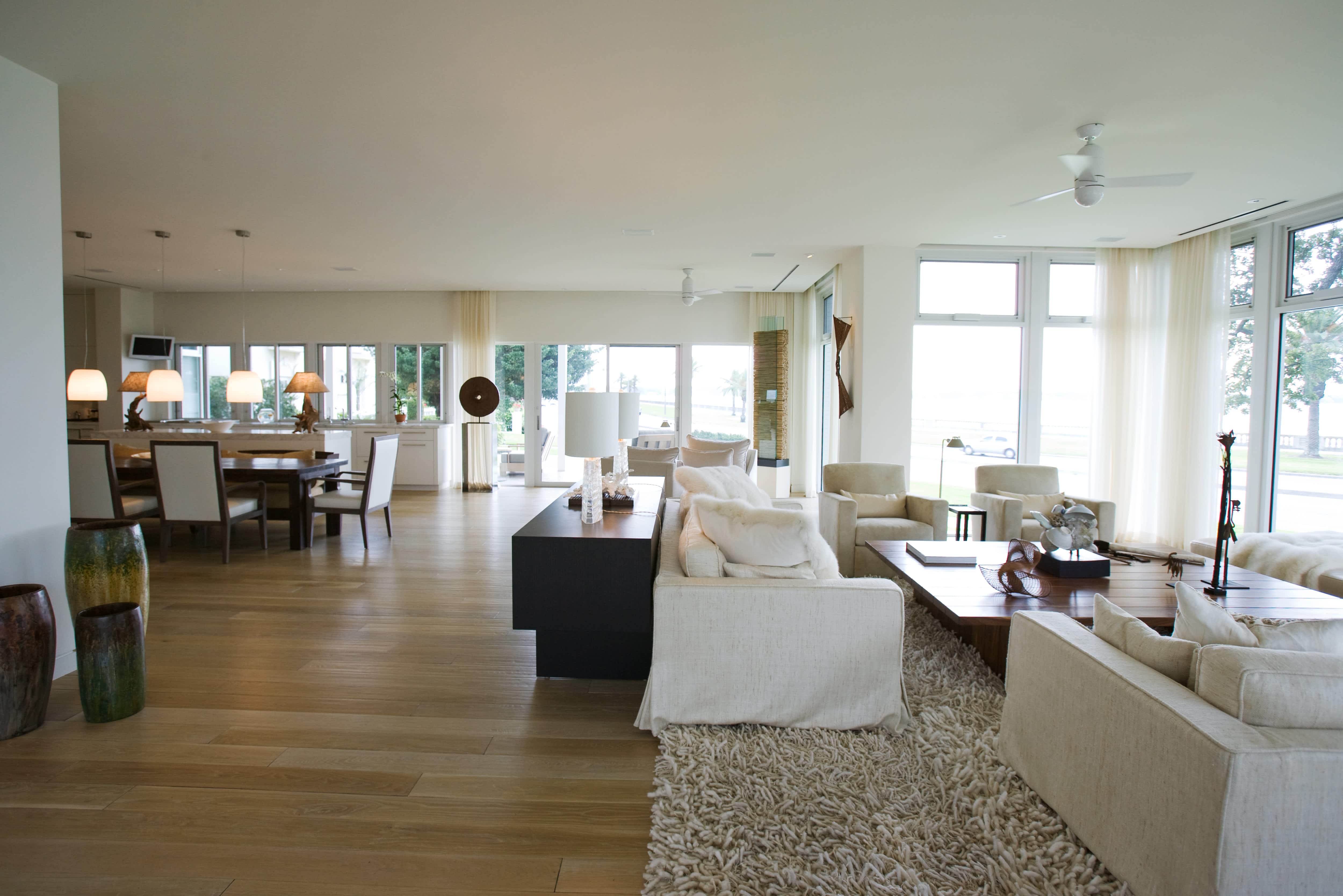 Large great room with separate living and dining space