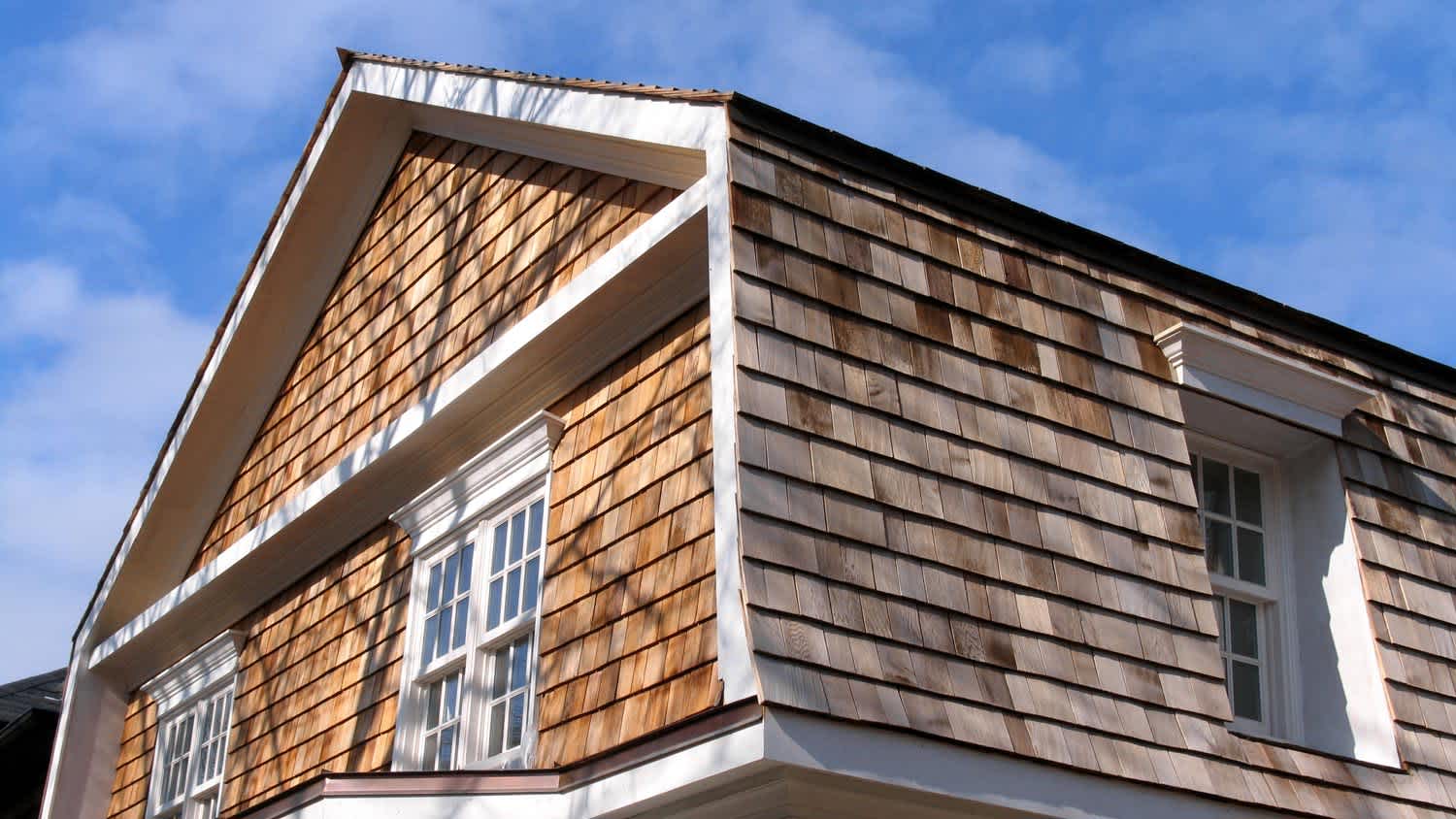 A house with cedar shingle siding